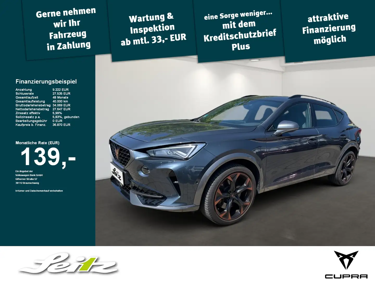 CUPRA Formentor VZ 2.0 TSI DSG VZ 4Drive AHK. Navi. Rückfahrkamera Grau - 1