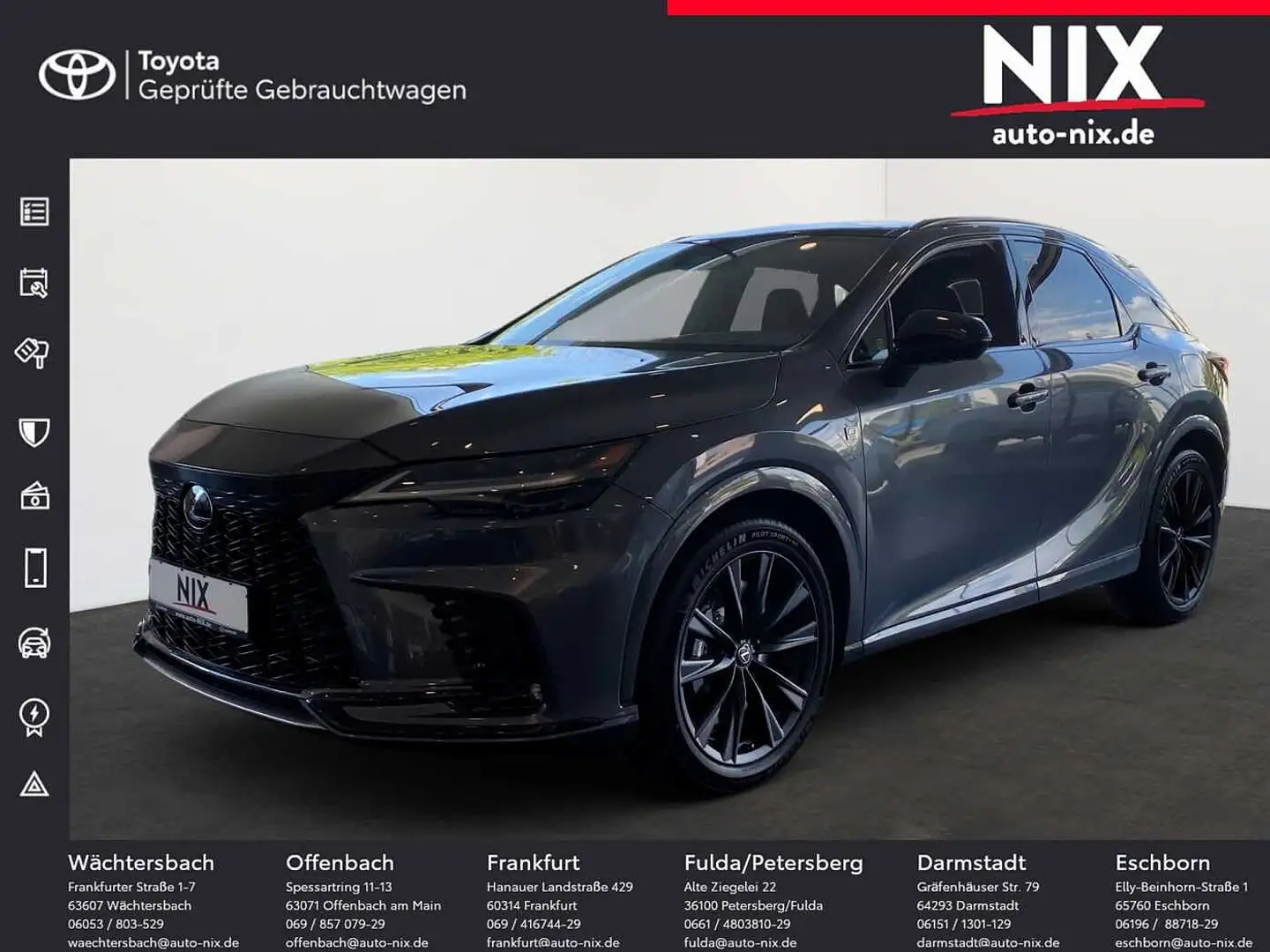 Lexus RX 500h RX500h 2.4 Hybrid F-Sport+ PANO MULTI-LED SHZ Grijs - 1
