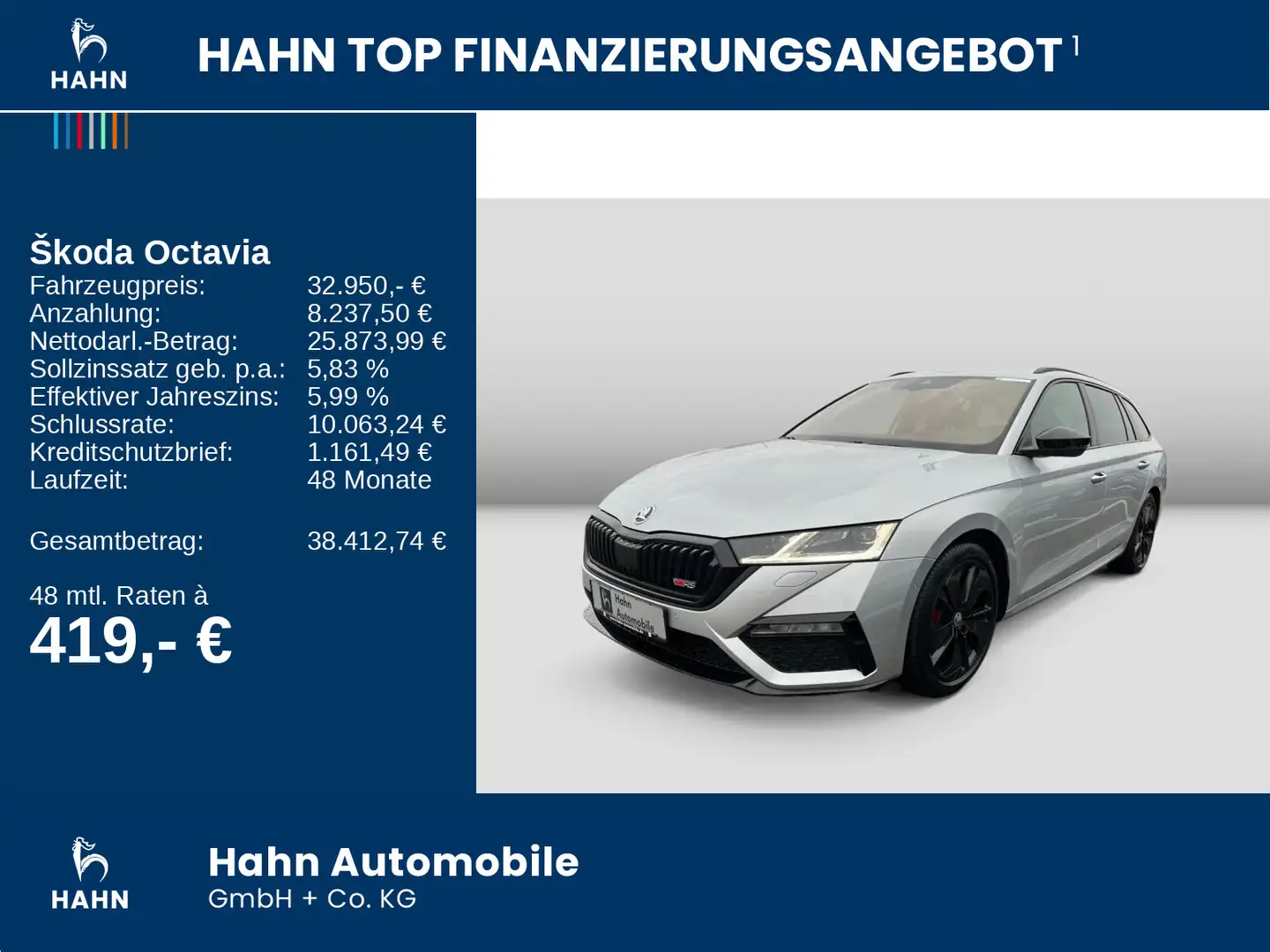 Skoda Octavia Combi 2.0TDI DSG 4x4 RS Matrix Navi HUD Silber - 2