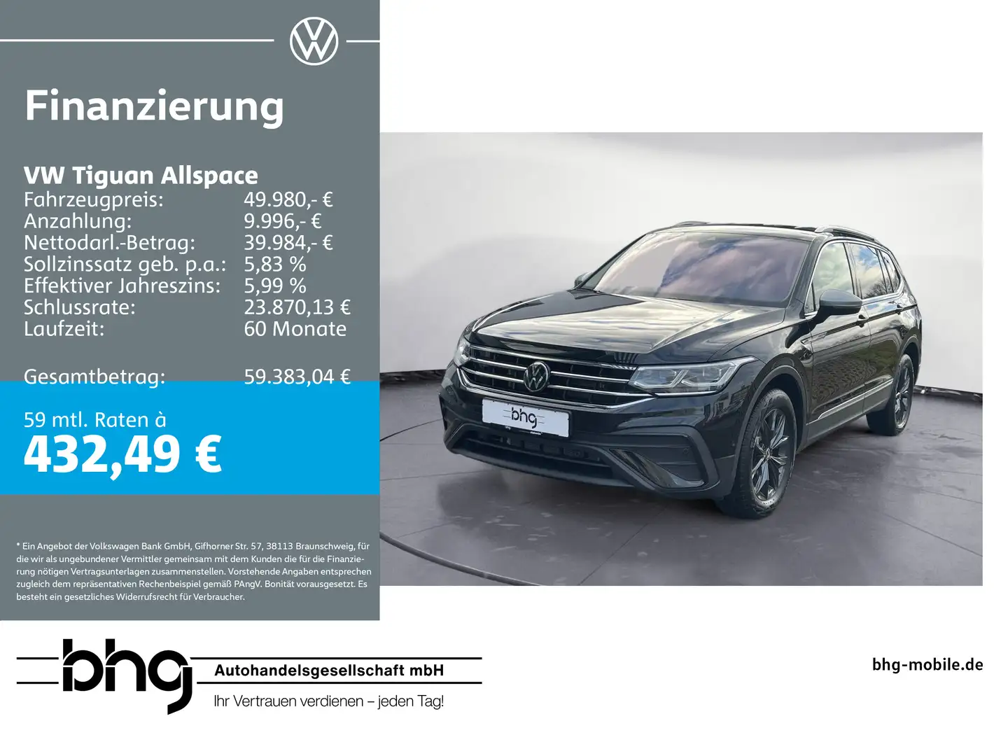 Volkswagen Tiguan Allspace Life 2,0 l TDI SCR 110 k W 7-Gan Noir - 1