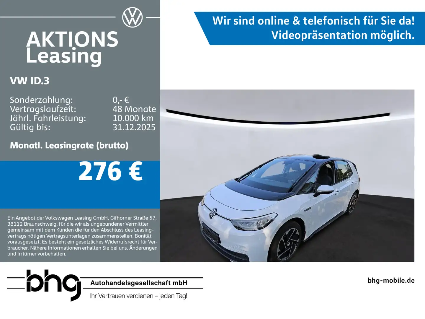 Volkswagen ID.3 Pro Life ACC Front-Lane-Assist LED Netzlade Weiß - 1