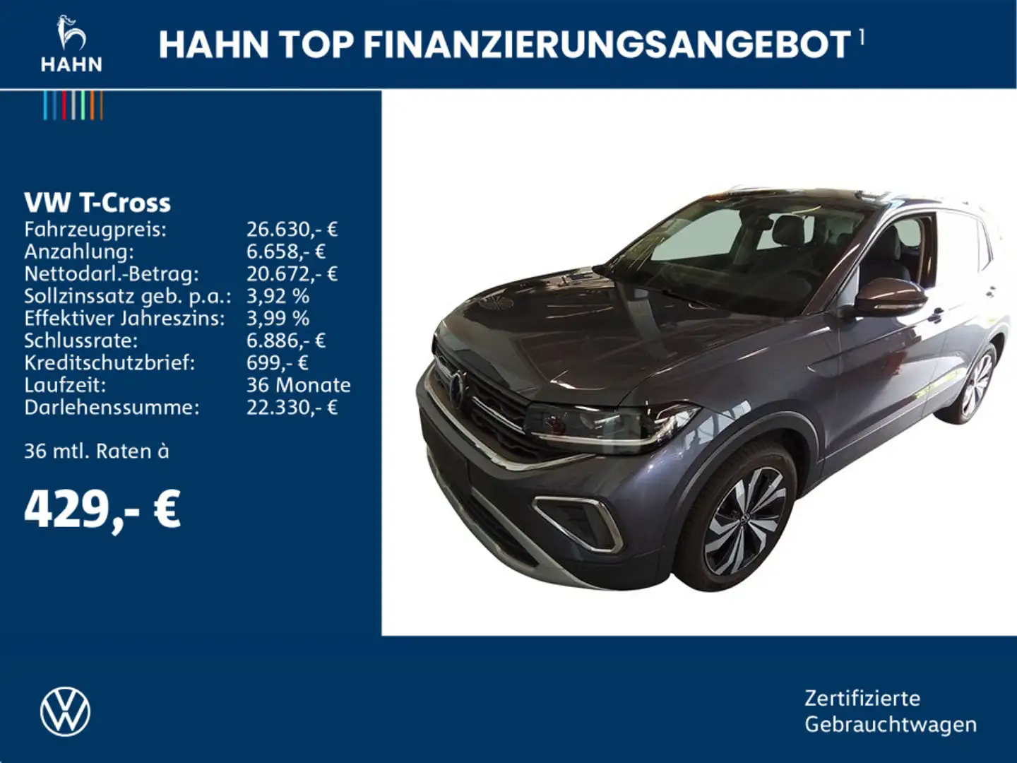 Volkswagen T-Cross 1.0TSI DSG Style Matrix Navi ACC CAM APP Grau - 2