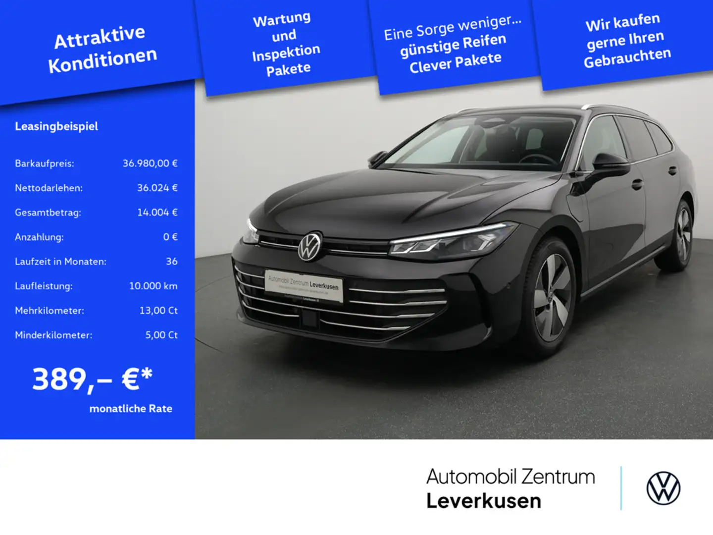 Volkswagen Passat eHybrid Business MASSAGE AHK ACC LEDER Schwarz - 1