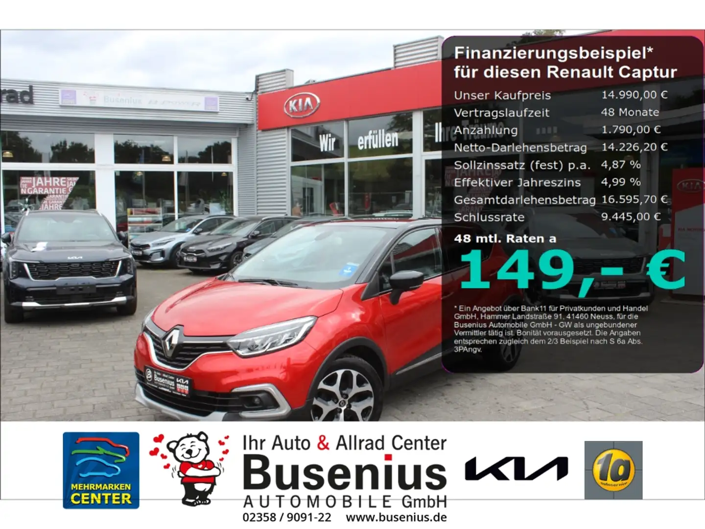 Renault Captur 1.3 TCe150 Intens+Pano+Navi+Vision+SHZ Rosso - 1