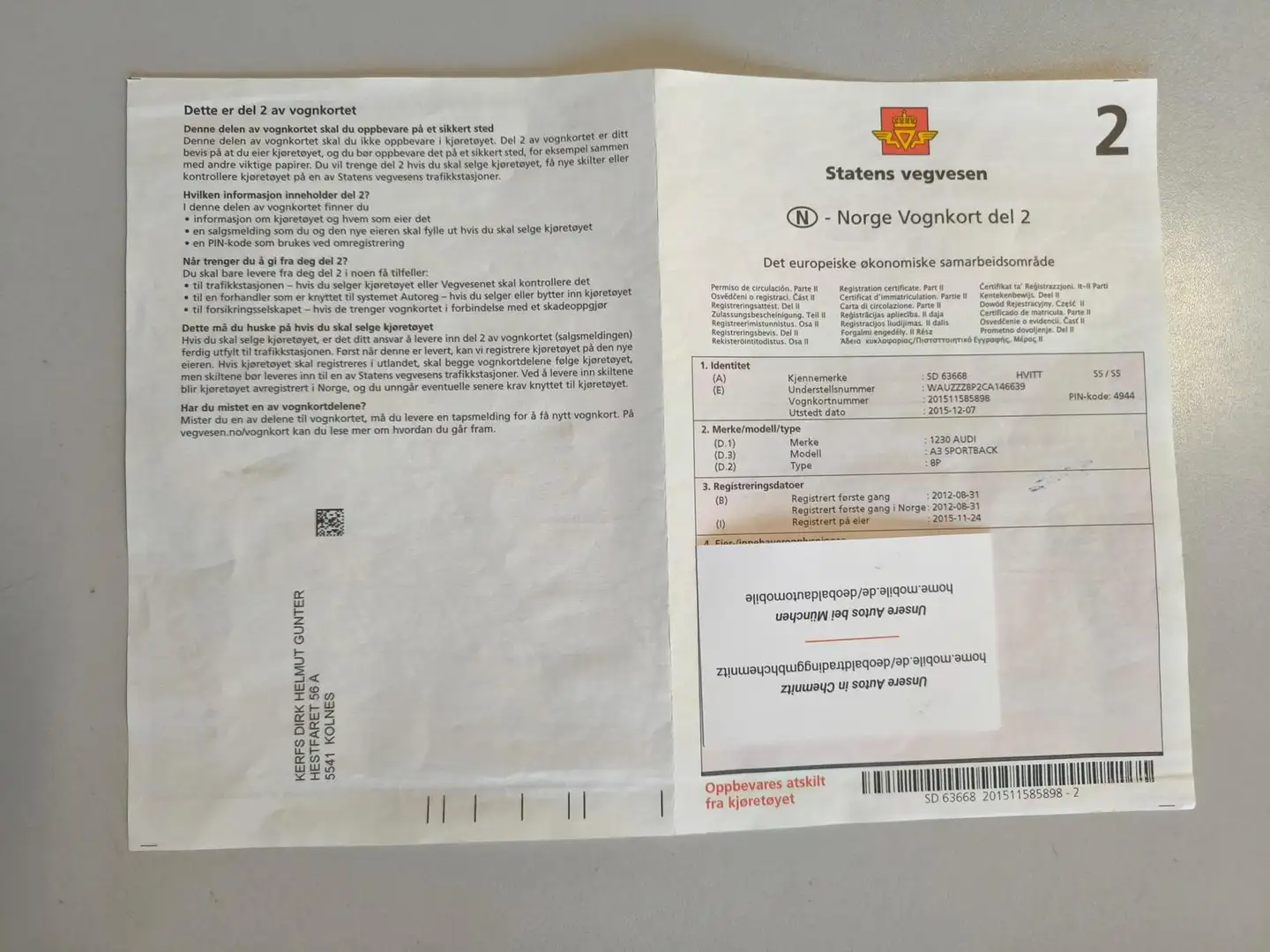 Audi A3 1.6 TDI Ambition 1.6 TDI norwegischer Brief Blau - 2