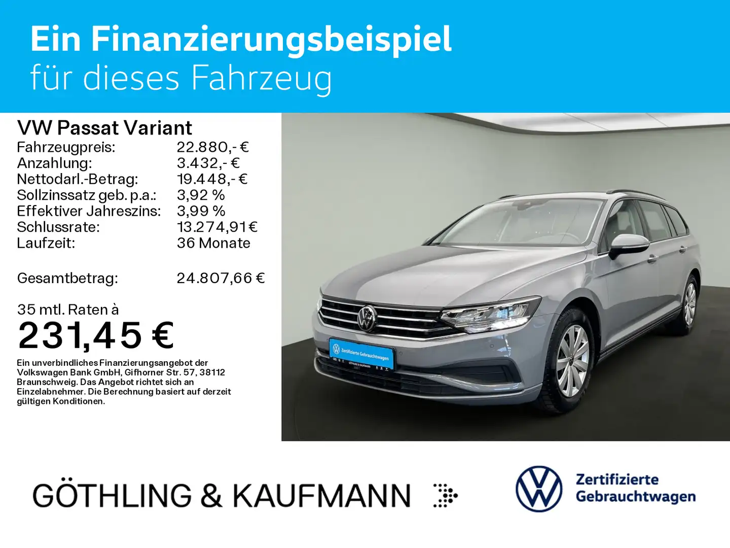 Volkswagen Passat Variant Basic 1.5 TSI DSG*KAM*NAVI*SHZ*LE Grau - 2