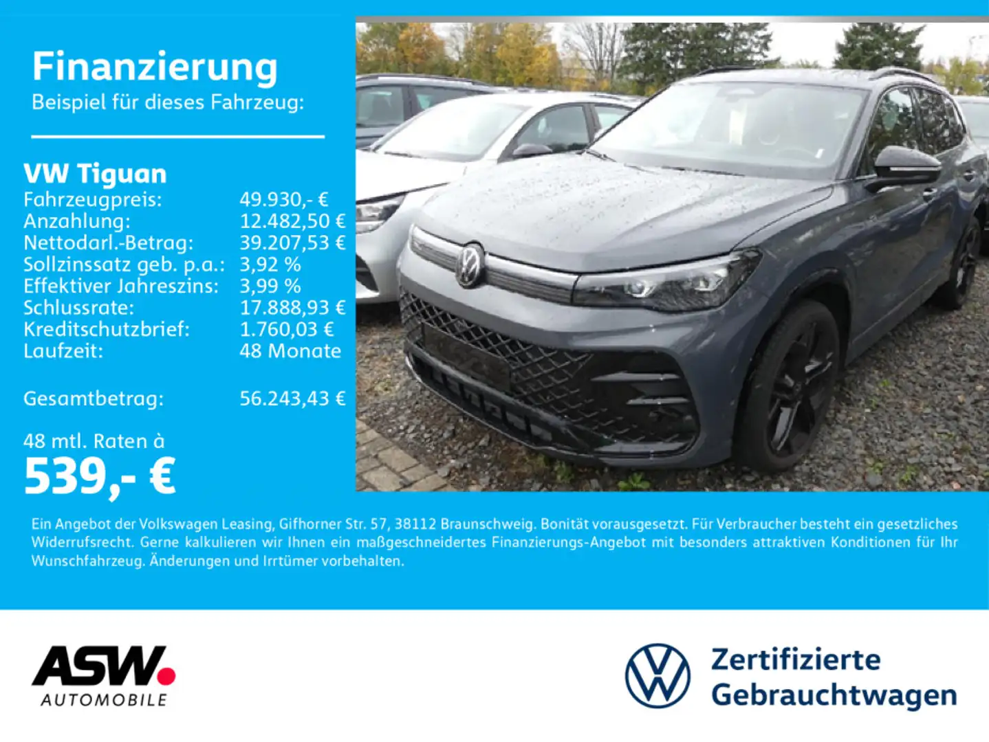 Volkswagen Tiguan R-Line 2.0TSI 4WD DSG BlackStyle PANO AHK Grau - 1
