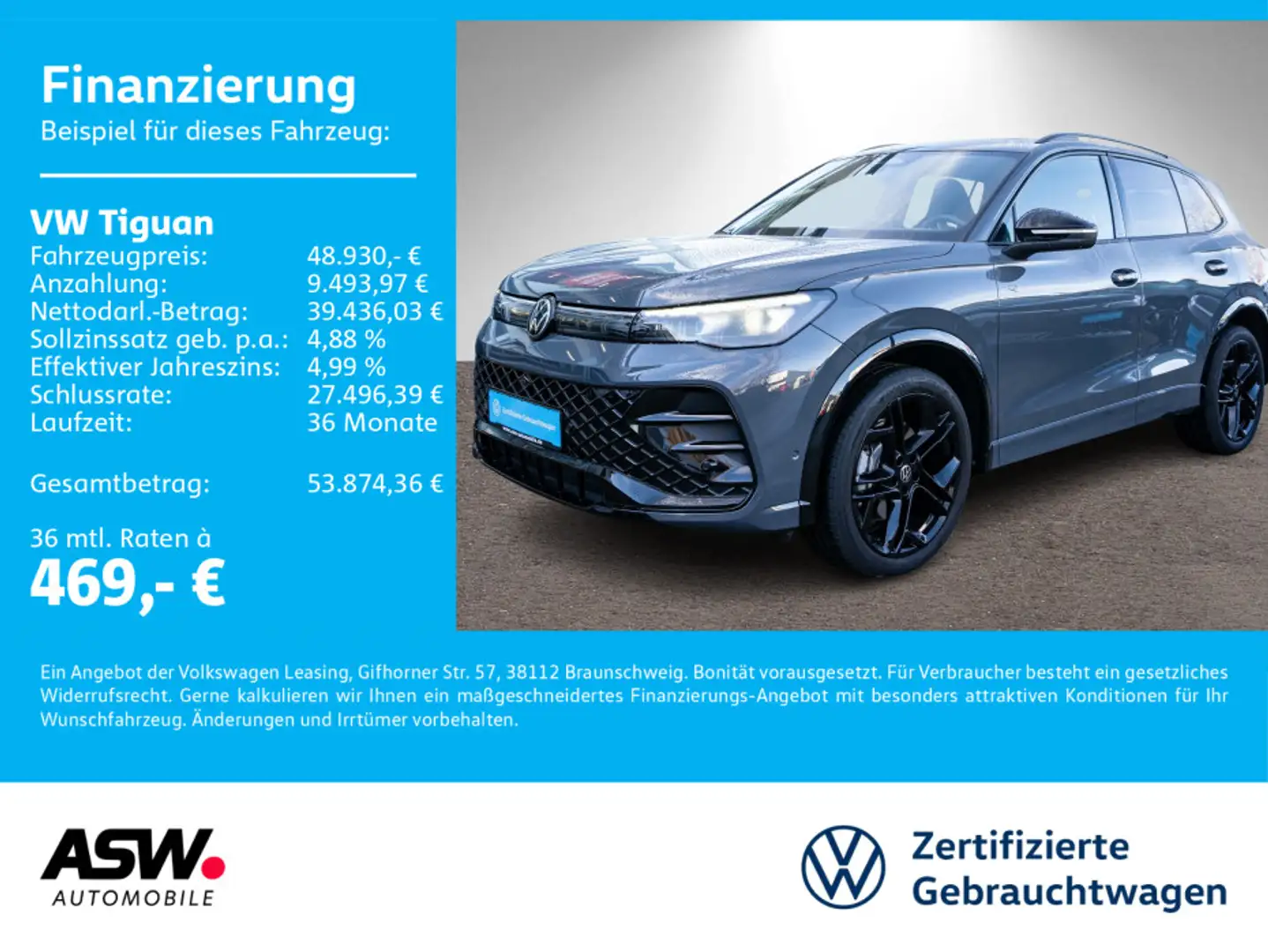 Volkswagen Tiguan R-Line 2.0TSI 4WD DSG BlackStyle PANO AHK Grau - 1