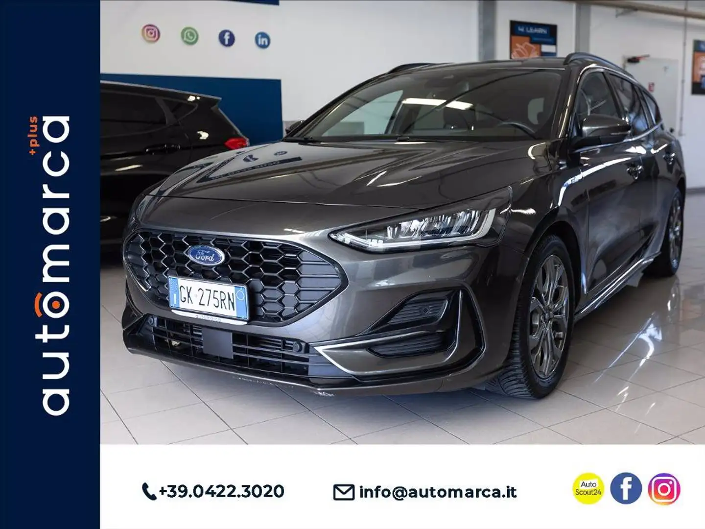 Ford Focus SW 1.0 ecoboost h ST-Line Design 125cv Grigio - 1