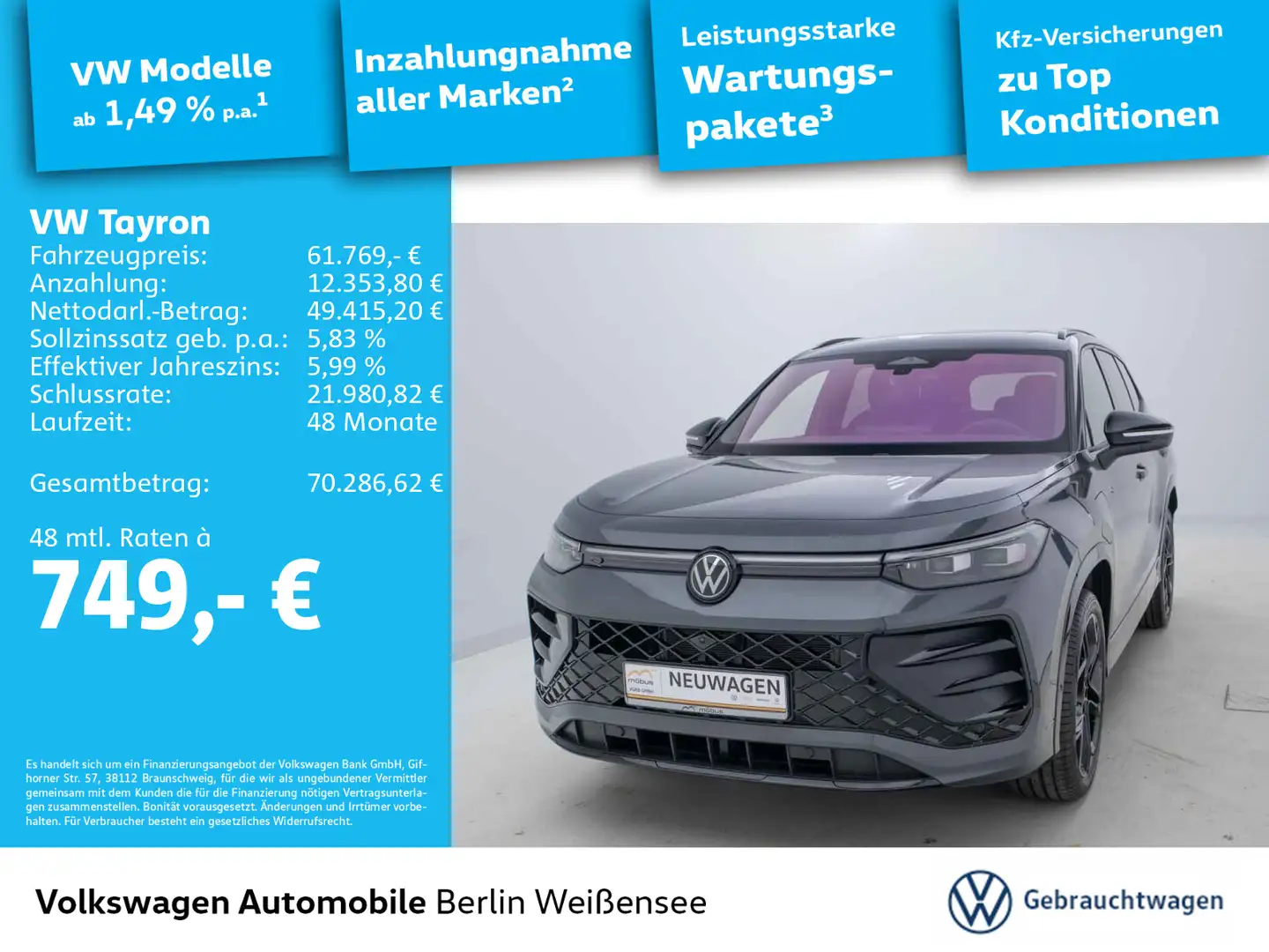 Volkswagen Tayron R-Line 1.5 TSI eHybrid DSG*APP*AHK*IQ.Li Grau - 1