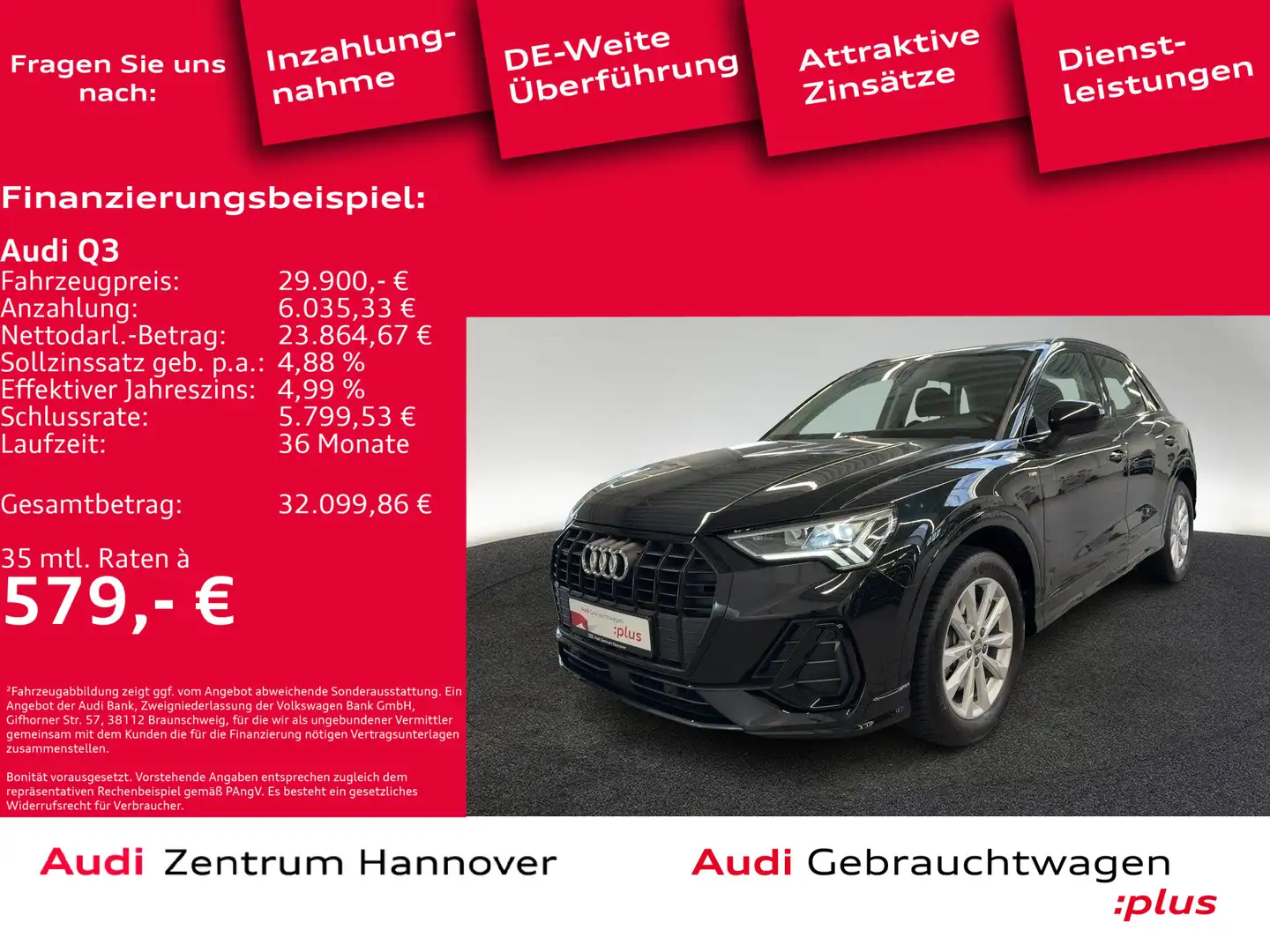 Audi Q3 45 TFSI qu. S line LED Alcant. Navi virtual Schwarz - 1