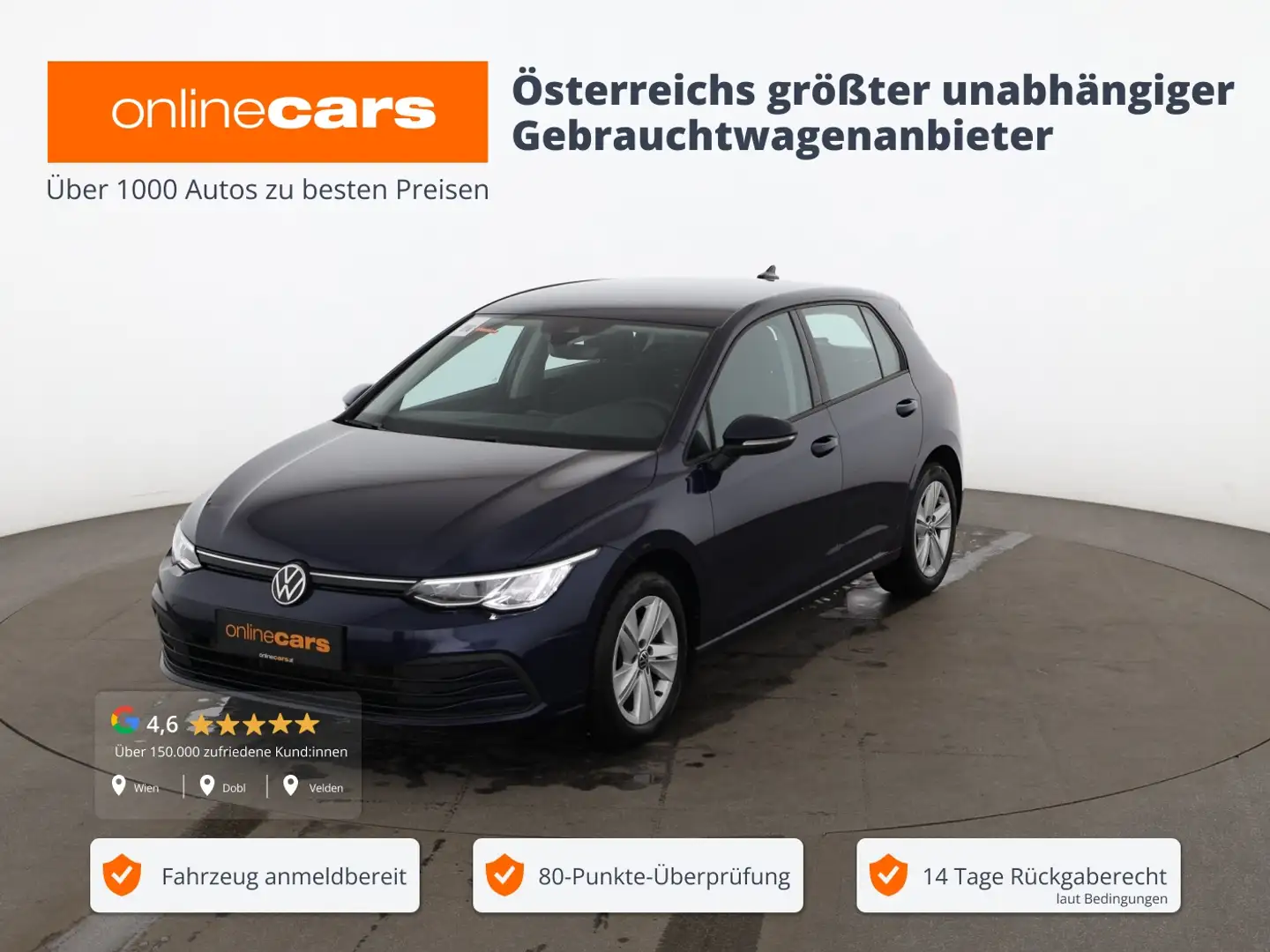 Volkswagen Golf VIII 1.0 eTSI Life Aut LED RADAR NAVI TEMP Bleu - 1