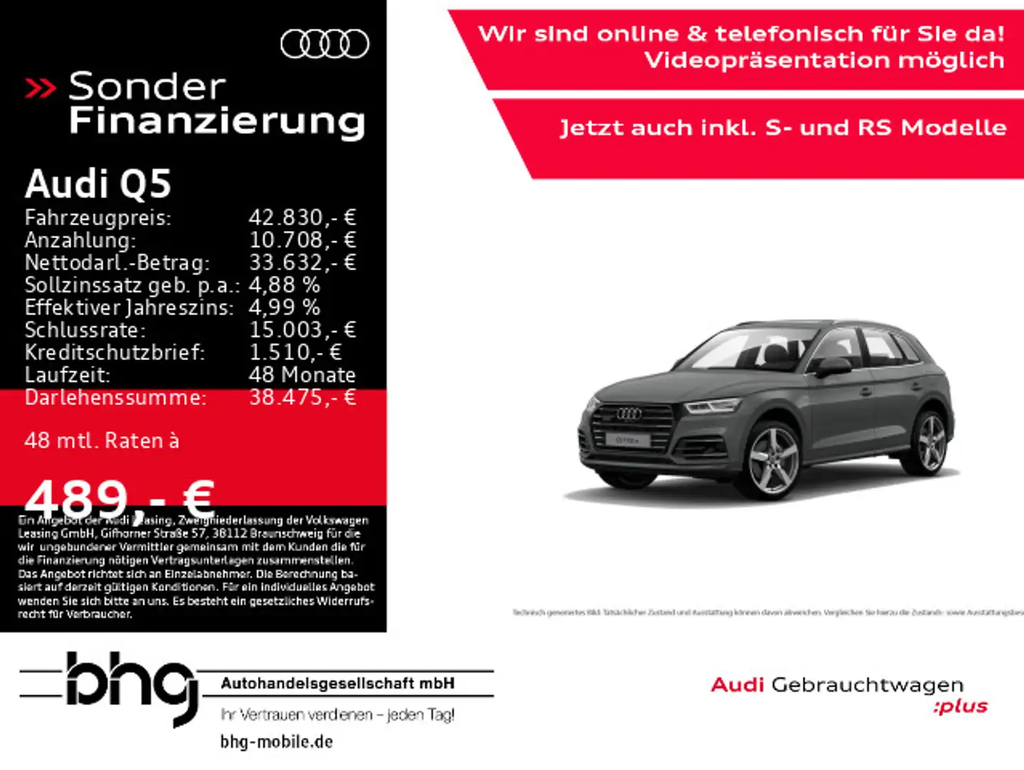 Audi Q5 50 TFSI e quattro S tronic S line e-tron Assi Grau - 1