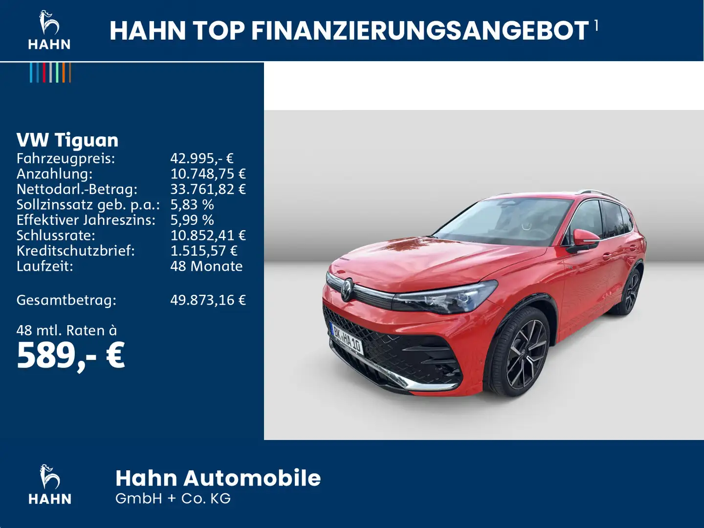 Volkswagen Tiguan 2.0TDI DSG R-Line LED AHK ACC Nav CAM APP Rot - 2