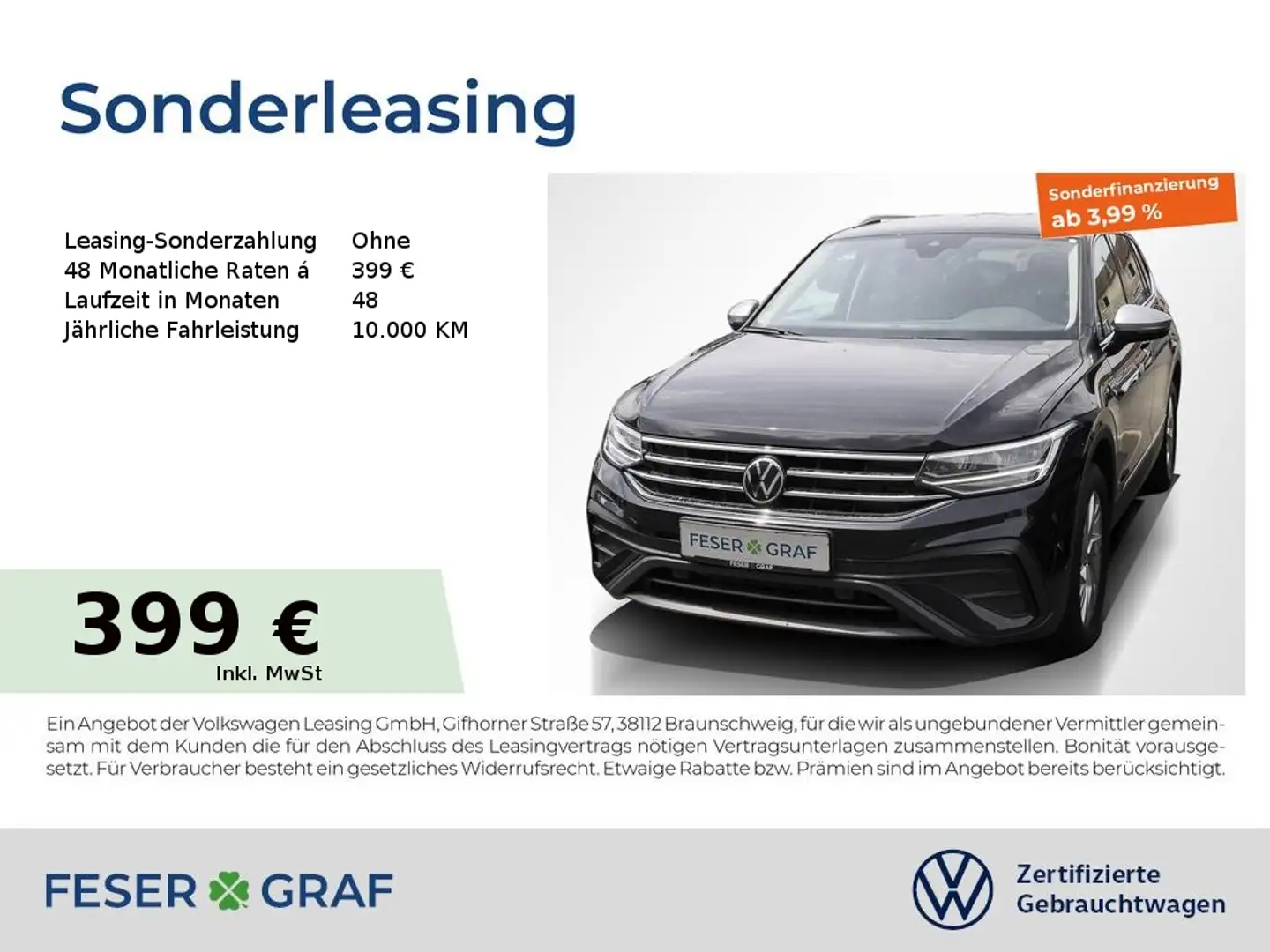 Volkswagen Tiguan Life 1.5 TSI DSG Navi AHK LED 7-Sitzer Schwarz - 1