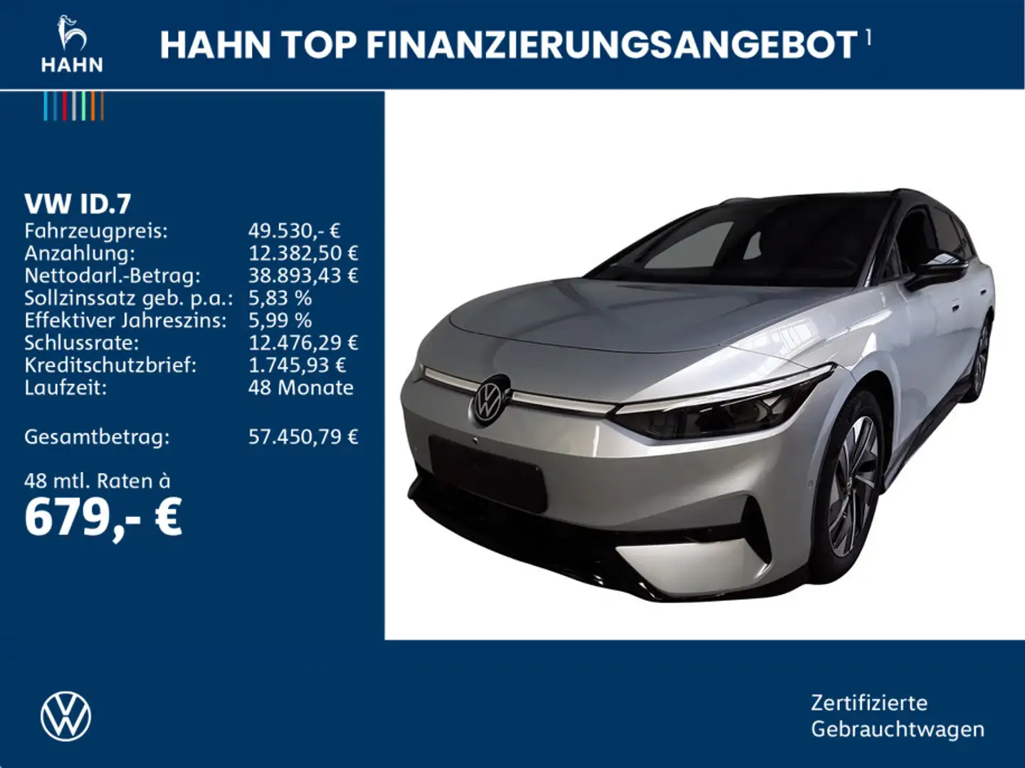 Volkswagen ID.7 Tourer Pro WÄRMEPUMPE AHK NAV AREAVIEW LED Silber - 2
