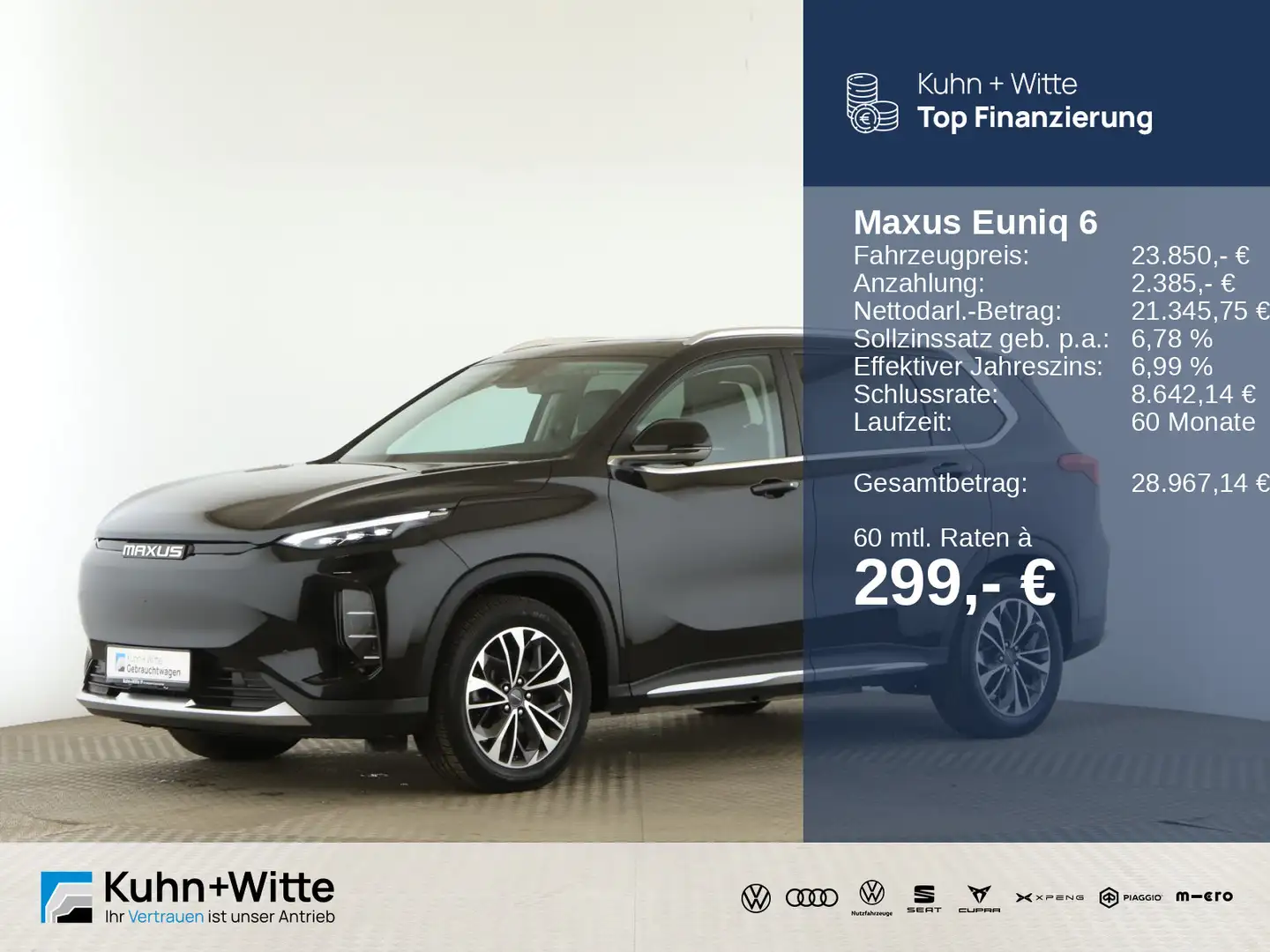 Maxus Euniq 6 EUNIQ 6 SUV 70kwh *Pano*AHK*LED*RFK*SHZ* Schwarz - 1