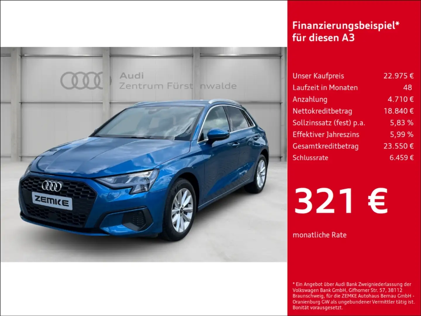 Audi A3 Sportback 35 TDI basis Digitales Cockpit Soundsyst Blau - 1