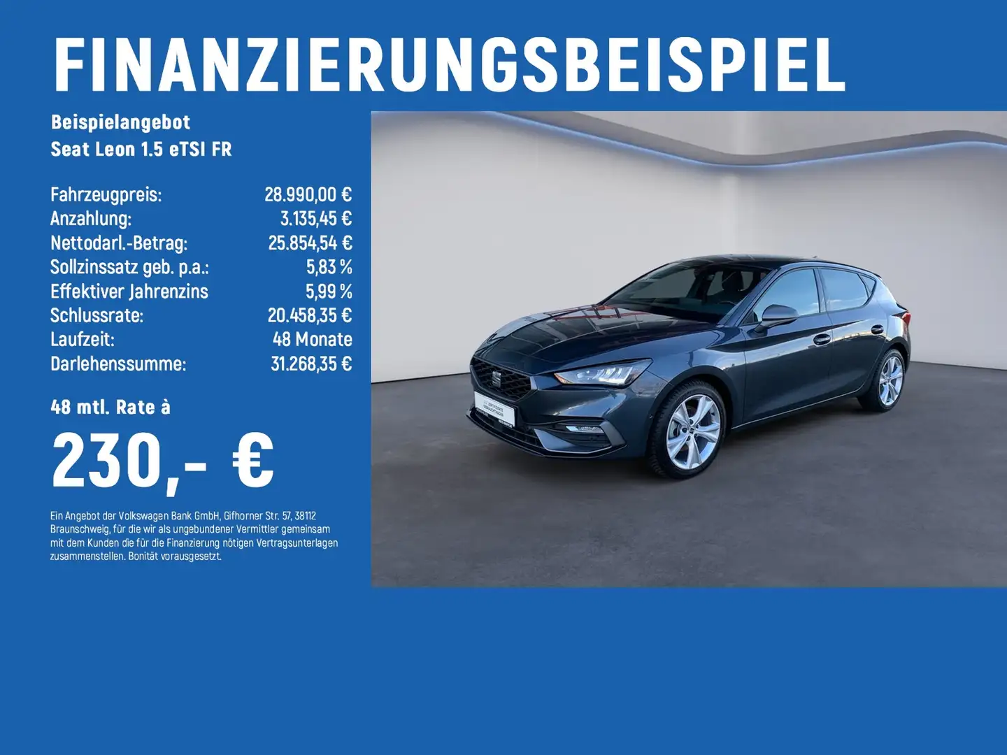 SEAT Leon 1.5 eTSI FR NAVI+ACC+RFK Grau - 2