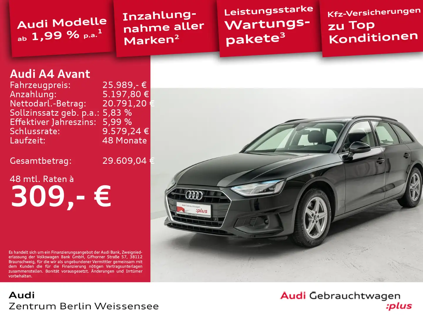 Audi A4 35 TDI S-TRO*LED*NAVI*DAB*SHZ*GRA*PDC** Schwarz - 1