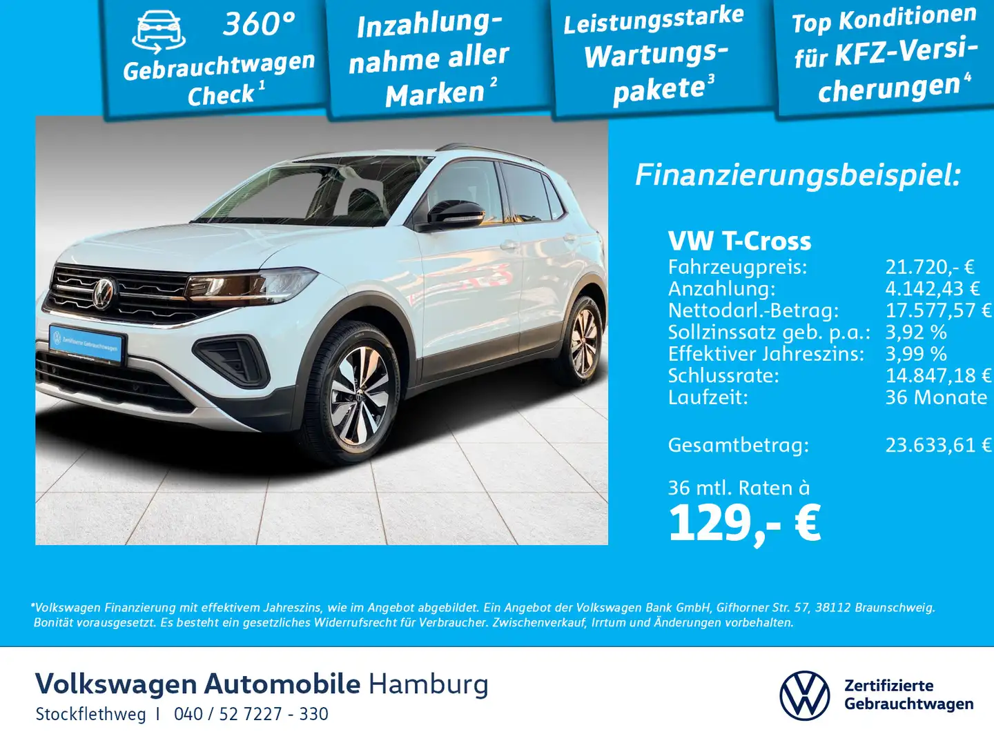 Volkswagen T-Cross 1.0 TSI Goal LED ACC CarPlay Sitzhzg Weiß - 1
