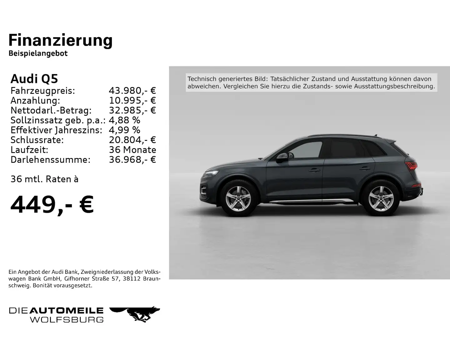 Audi Q5 40 TFSI quattro S tronic advanced Matrix/AHK Grau - 2