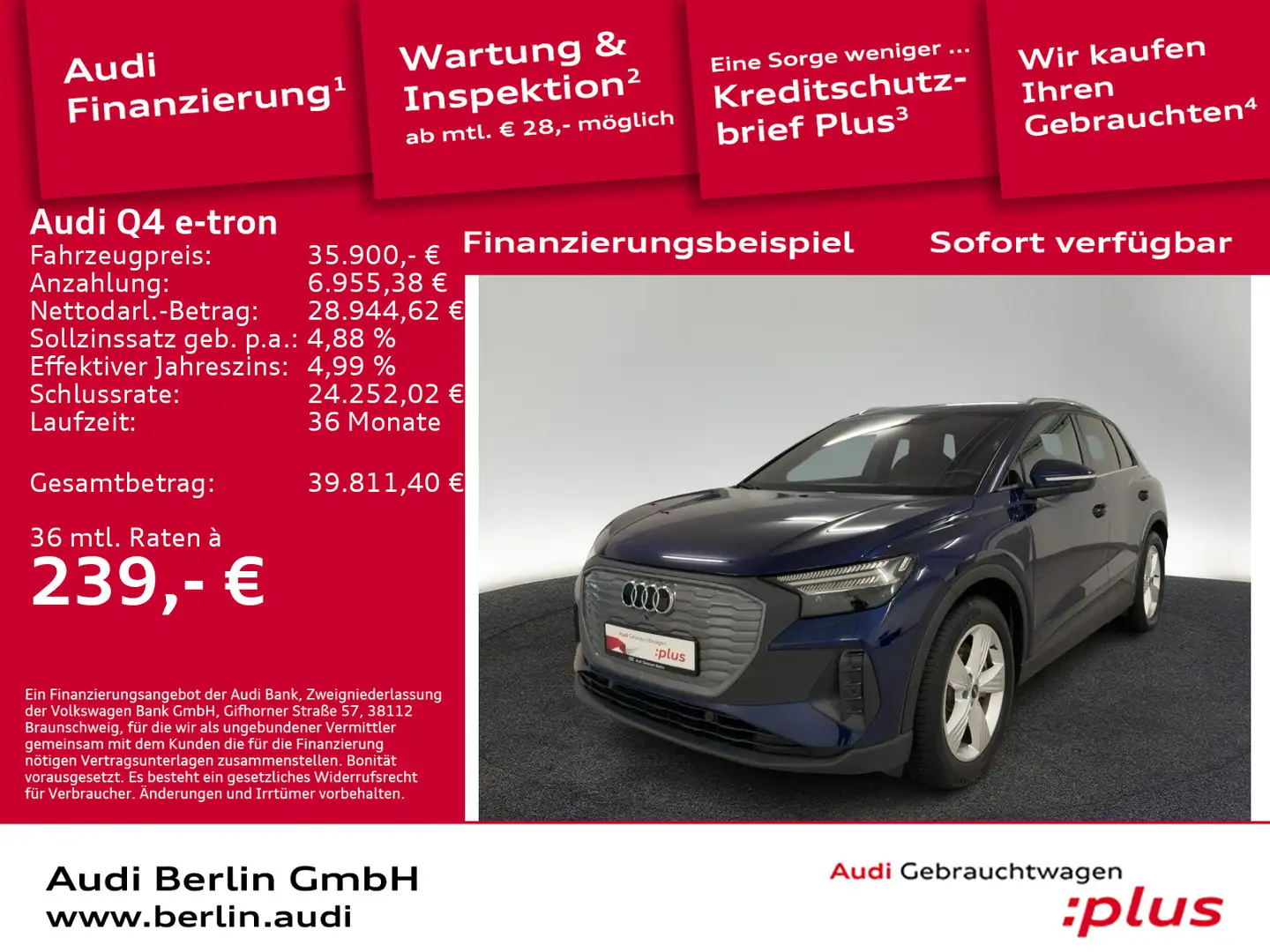 Audi Q4 e-tron 40 AHK MATRIX NAVI HUD VIRTUAL Blau - 1