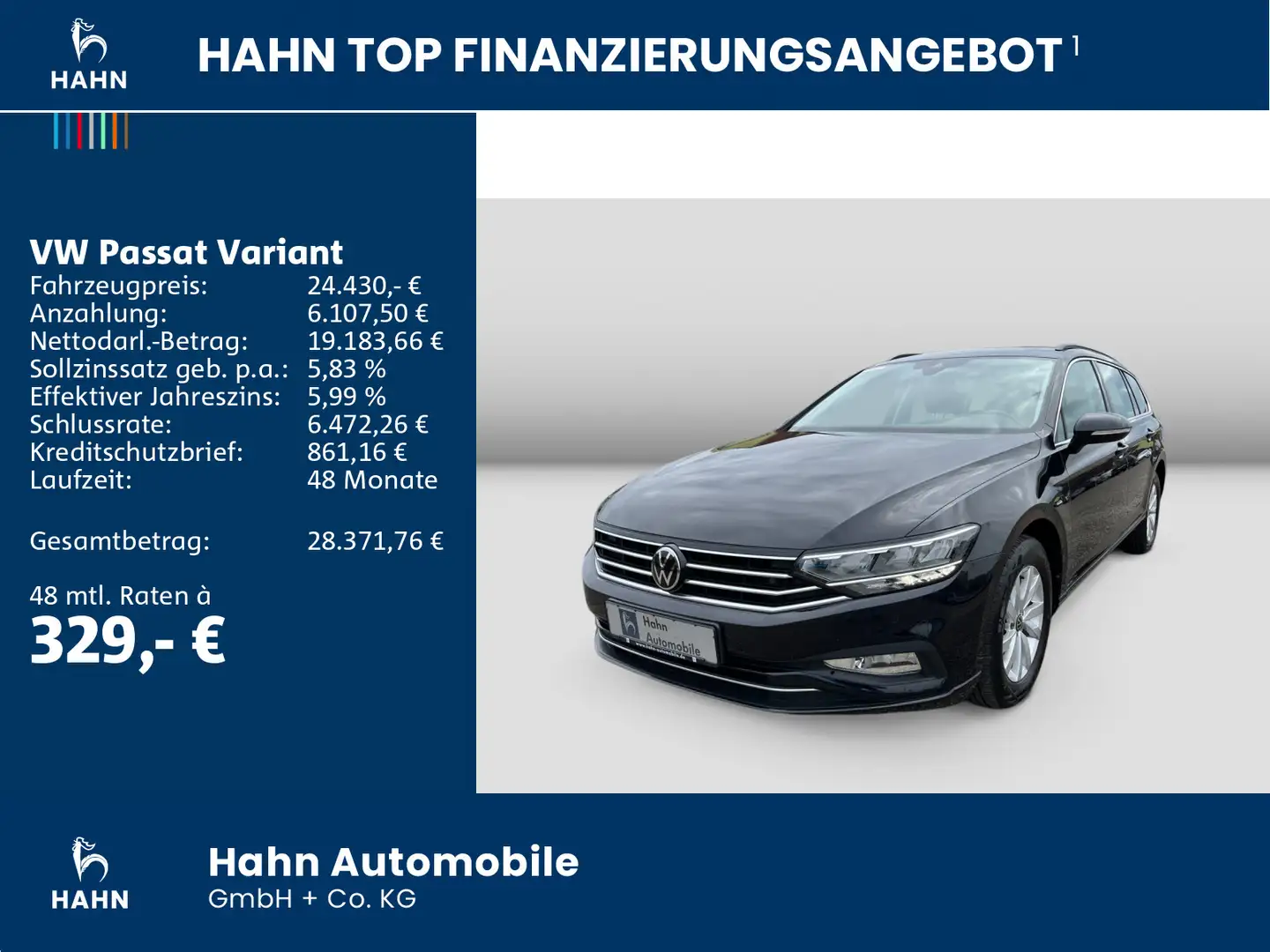 Volkswagen Passat Variant 2.0TDI DSG Business AHK Cam LED N Schwarz - 2