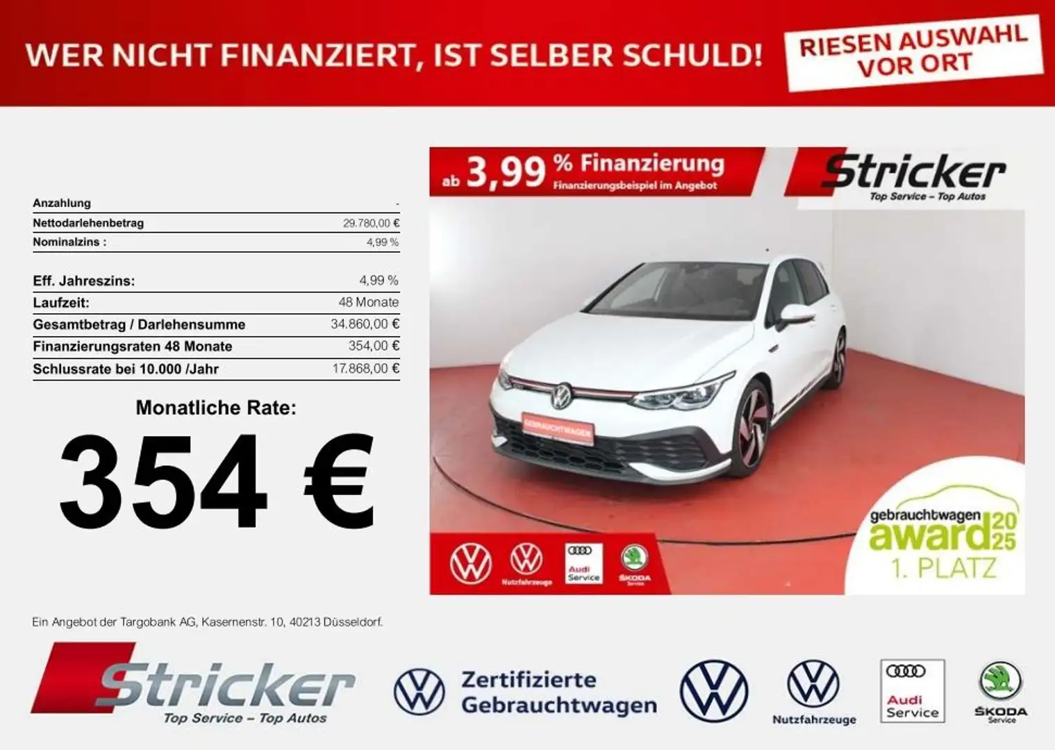 Volkswagen Golf GTI "Clubsport" 2.0TSI DSG 354,-ohne Anzahlung AC Weiß - 1