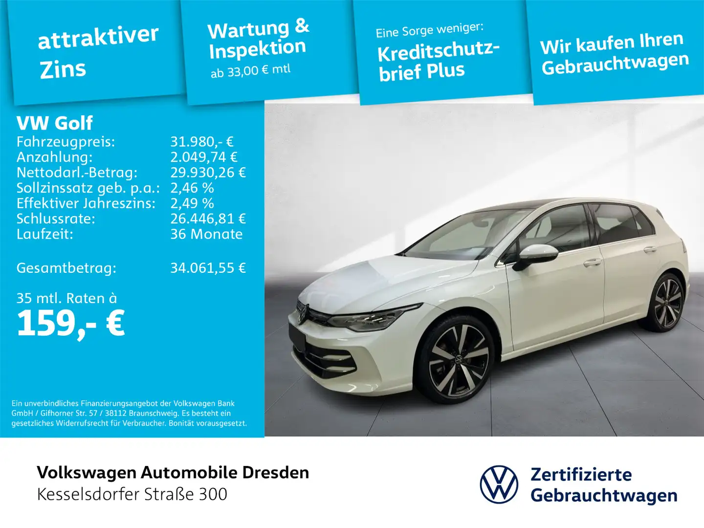 Volkswagen Golf VIII 1.5 TSI DSG Style ACC Kamera LED Navi Weiß - 1