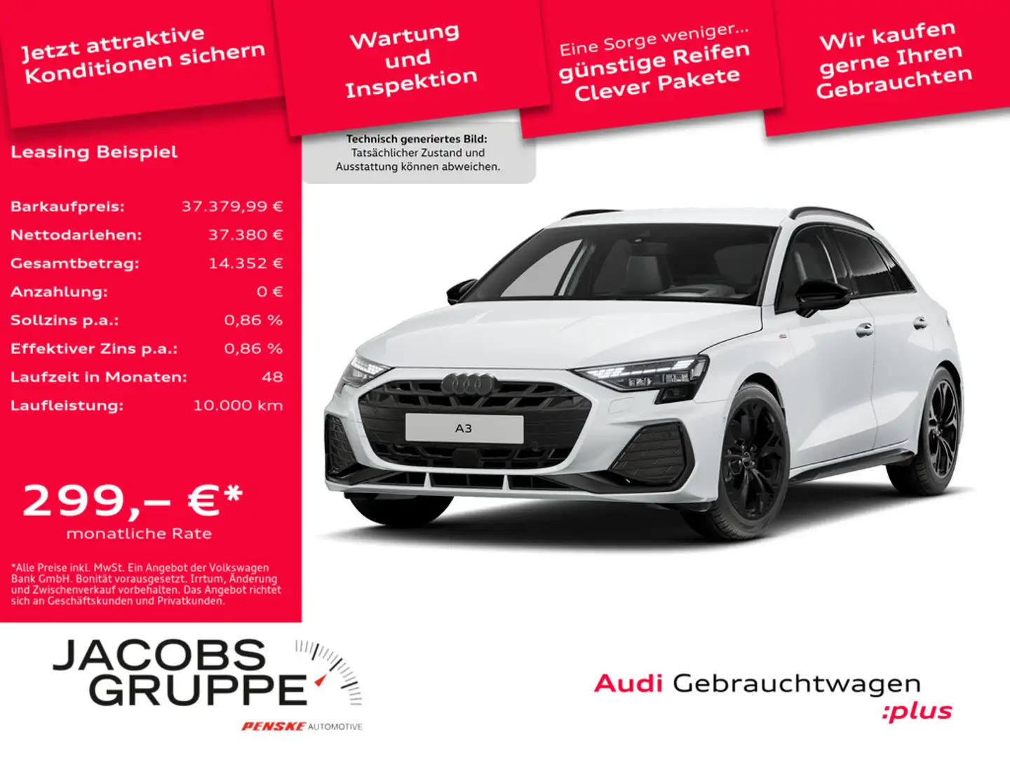 Audi A3 Sportback 30 TFSI S line SONOS*LED*Head-up * Weiß - 1