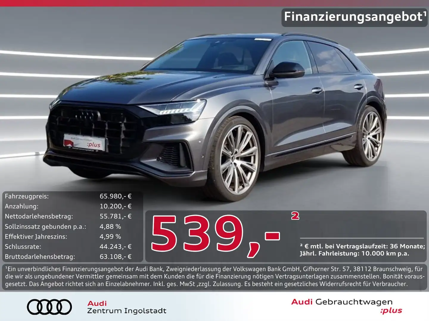 Audi SQ8 TFSI HD-MATRIX STHZG AHK HuD Optik-schw+ 23" Grau - 1