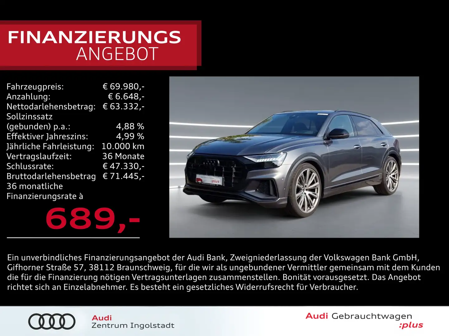 Audi SQ8 TFSI HD-MATRIX STHZG AHK HuD Optik-schw+ 23" Grau - 1