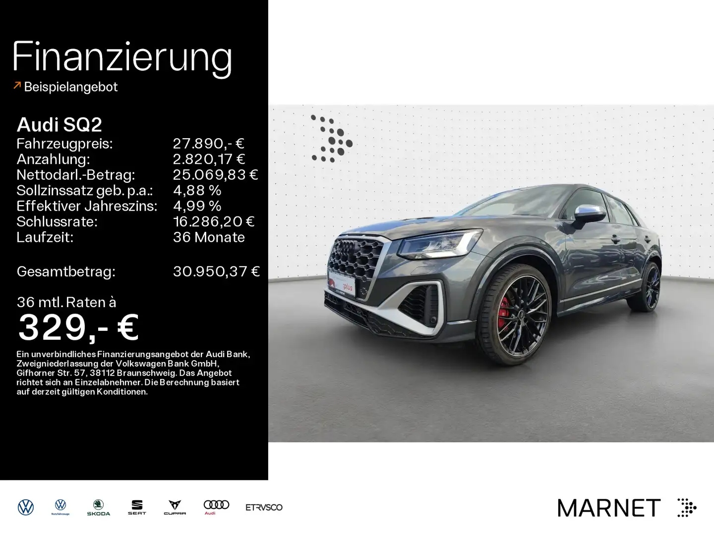 Audi SQ2 TFSI quattro*Navi*LED*Alu*AHK*PDC*Virtual Co Grau - 1