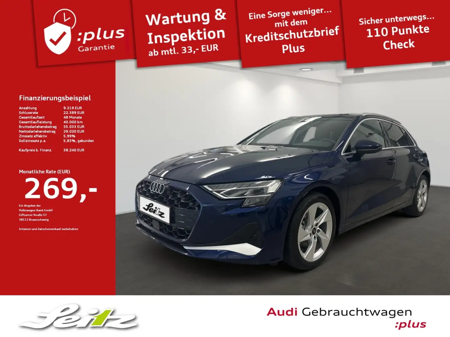 Audi A3 Sportback 35 TDI advanced *HEAD-UP*SONOS*NAVI* Bleu - 1