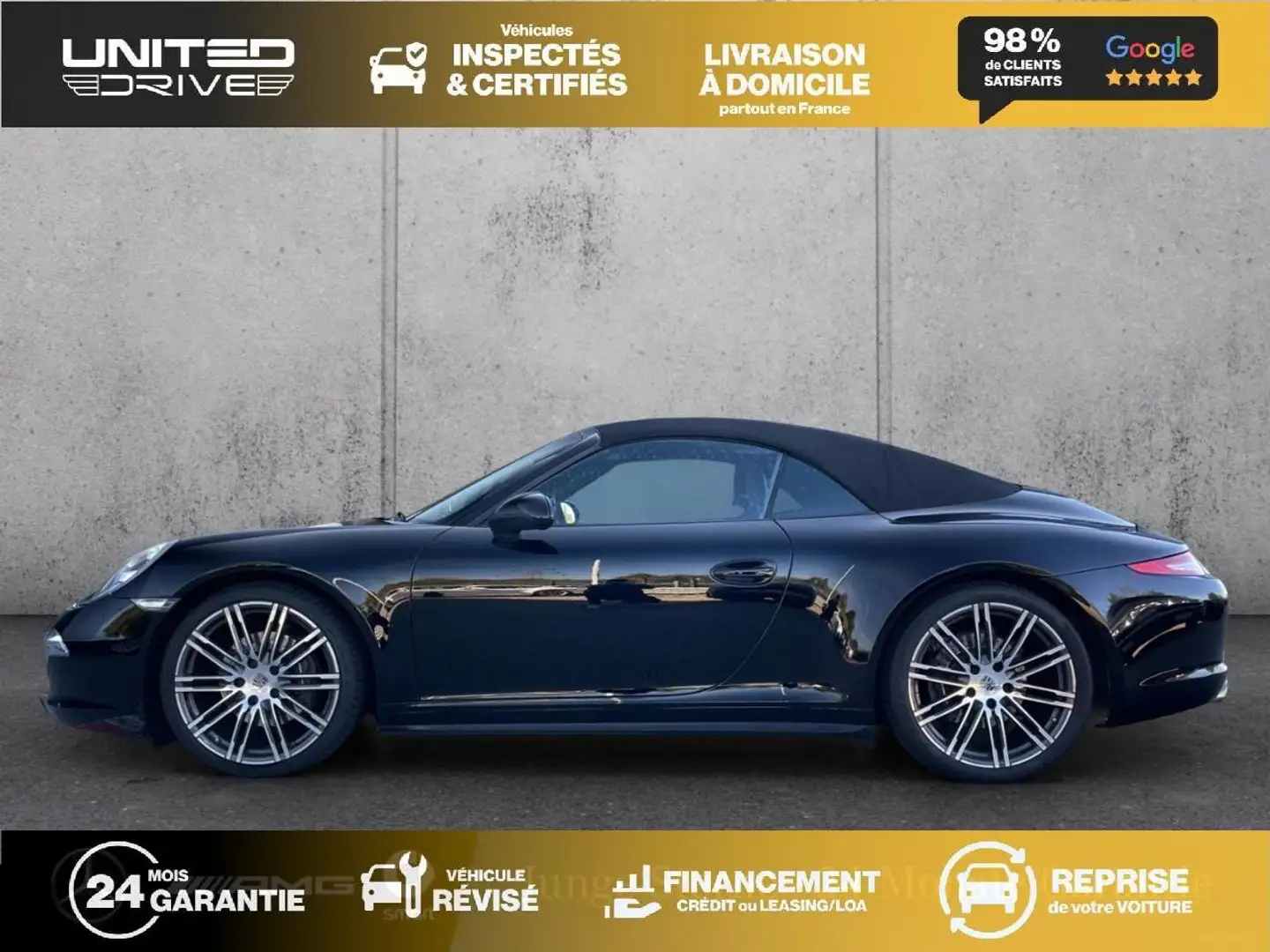 Porsche 911 Cabriolet 3.4i - 350 - BV PDK  TYPE 991 CABRIOLET Carrera 4 PHASE 1 Noir - 2