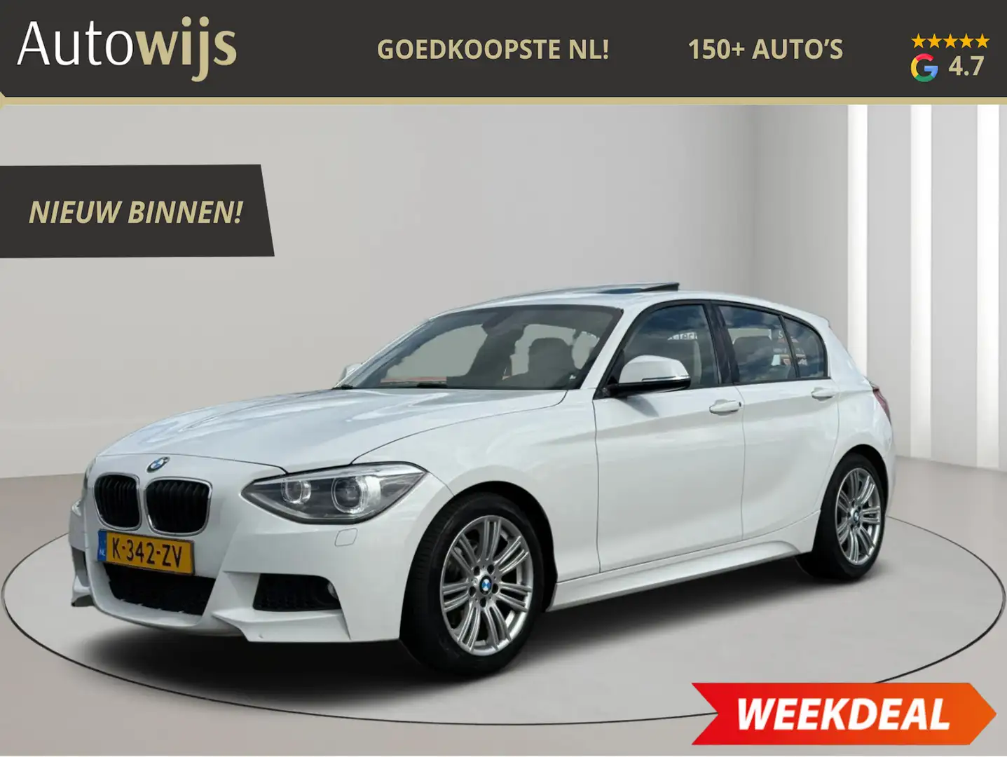 BMW 118 1-serie 118i High Executive|M-SPORT|PANO|Leder|Xen Weiß - 1