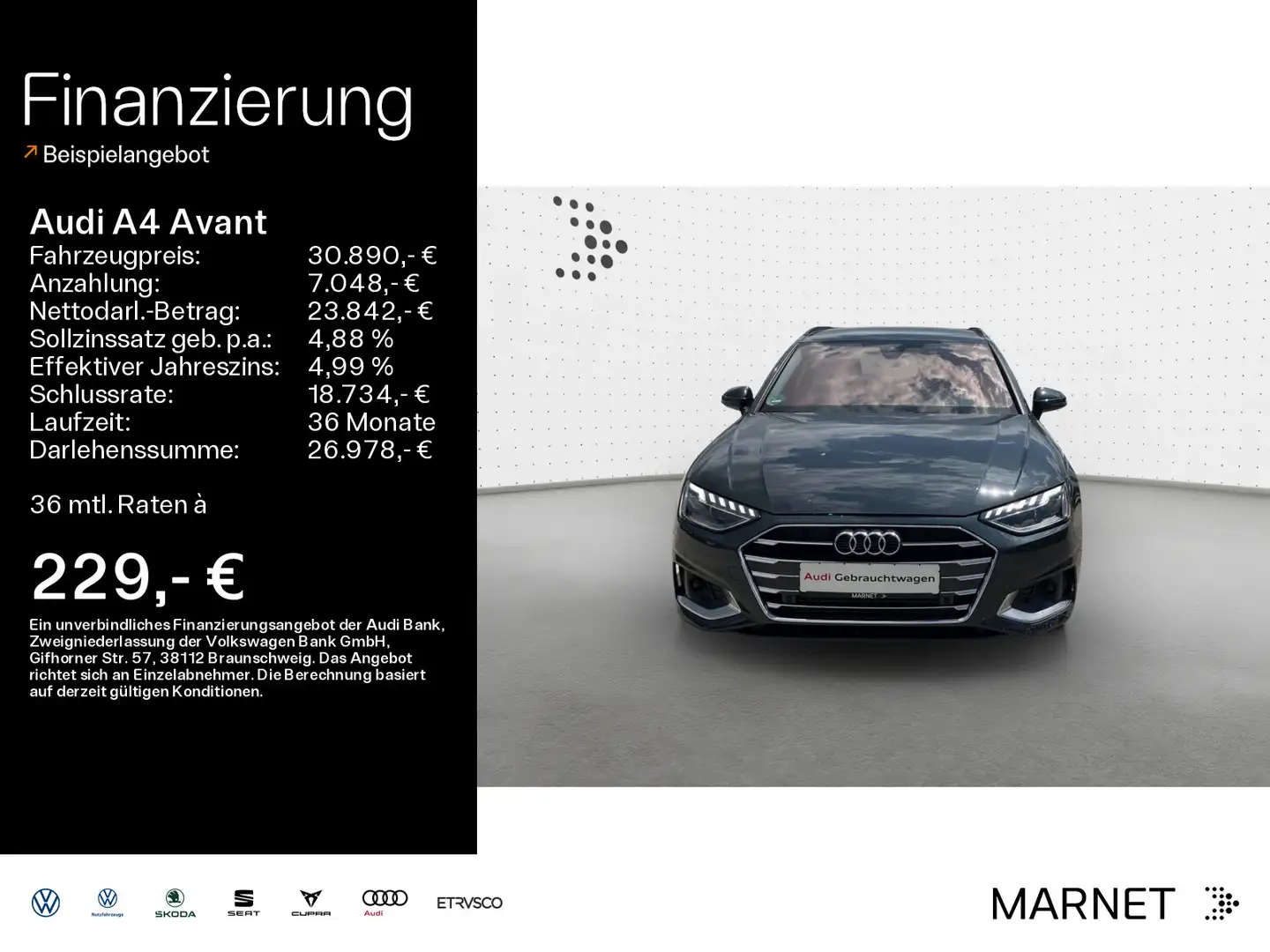 Audi A4 Advanced 40 TFSI*Navi*LED*Alu*PDC*Audi Grijs - 1