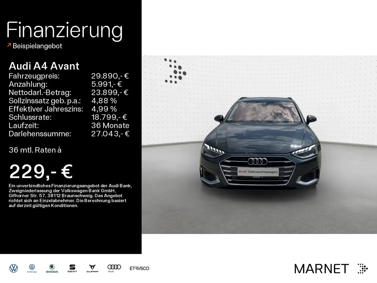 Audi A4 Advanced 40 TFSI*Navi*LED*Alu*PDC*Audi Grijs - 1