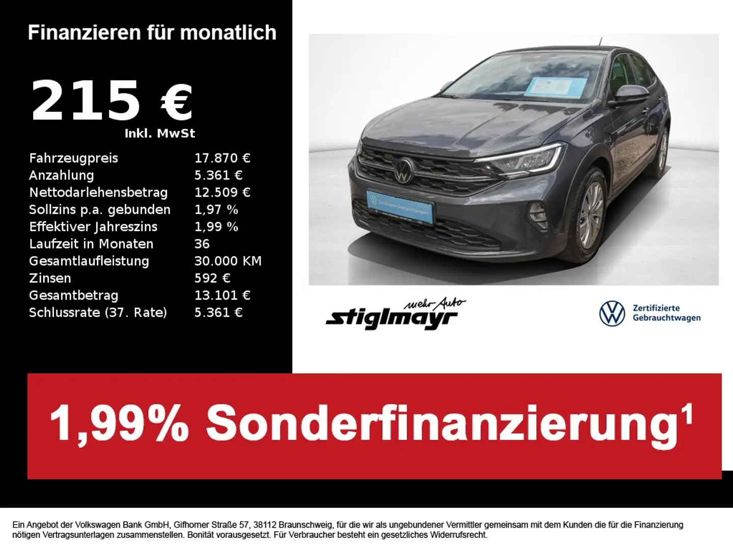 Volkswagen Taigo 1.0 TSI APPS+LED+PDC+SITZHZG Grau - 1