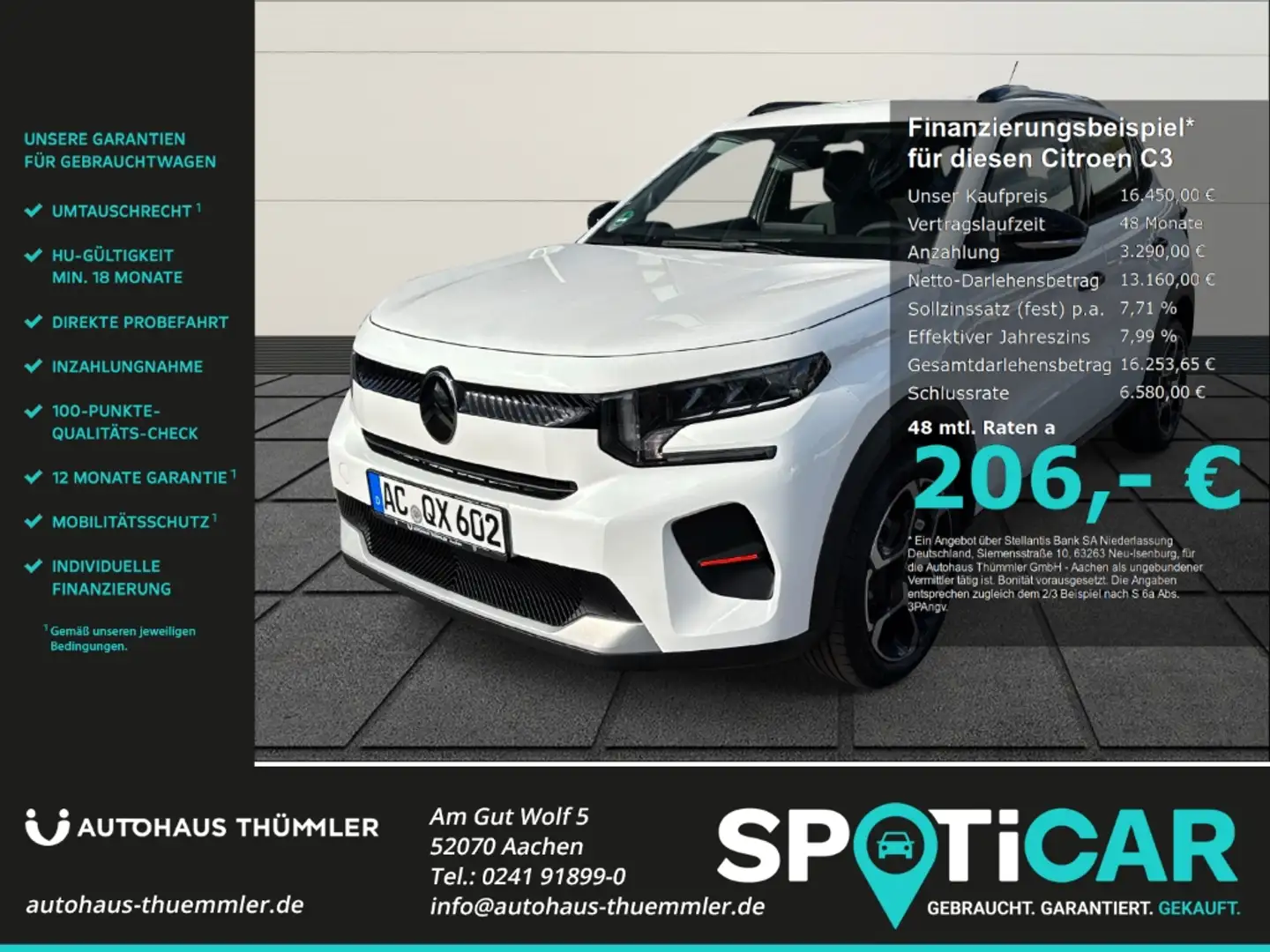 Citroen C3 Turbo Plus 1.2 PureTech 100 EU6e HUD LED Apple Car Blanc - 1