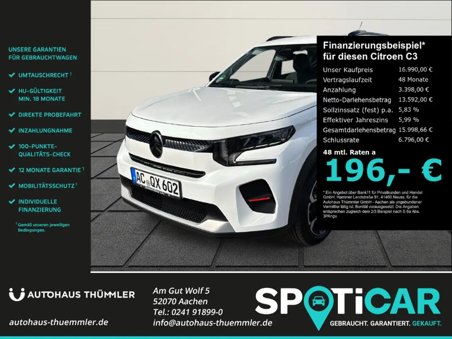 Citroen C3 Turbo Plus 1.2 PureTech 100 EU6e Allwetterreifen A Wit - 1