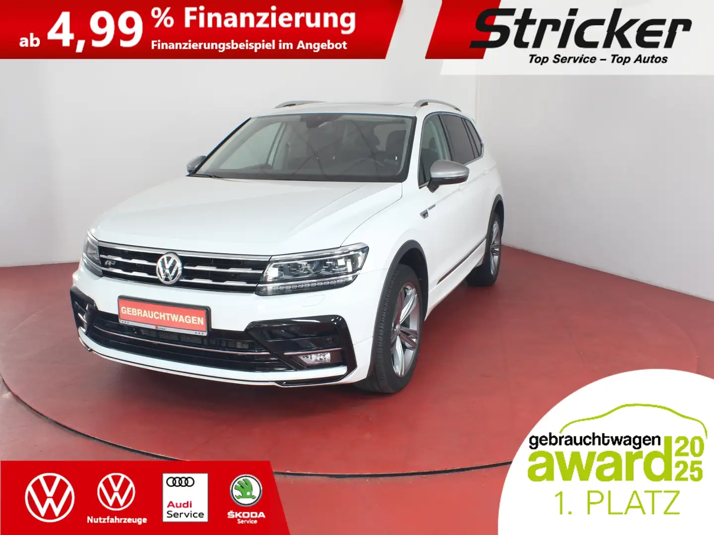 Volkswagen Tiguan Allspace R-Line 2.0TDI DSG 356,-ohne Anzahlung 4M ACC Pano Weiß - 1