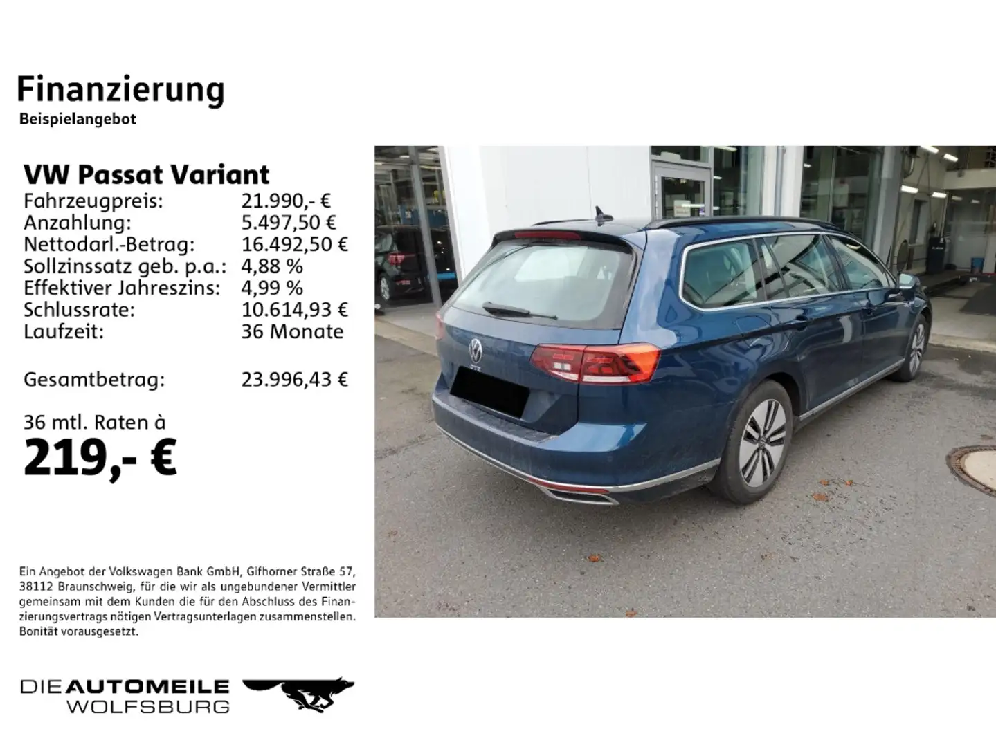 Volkswagen Passat Variant 1.4 eTSI DSG GTE AHK/Pano/ACC Blau - 2