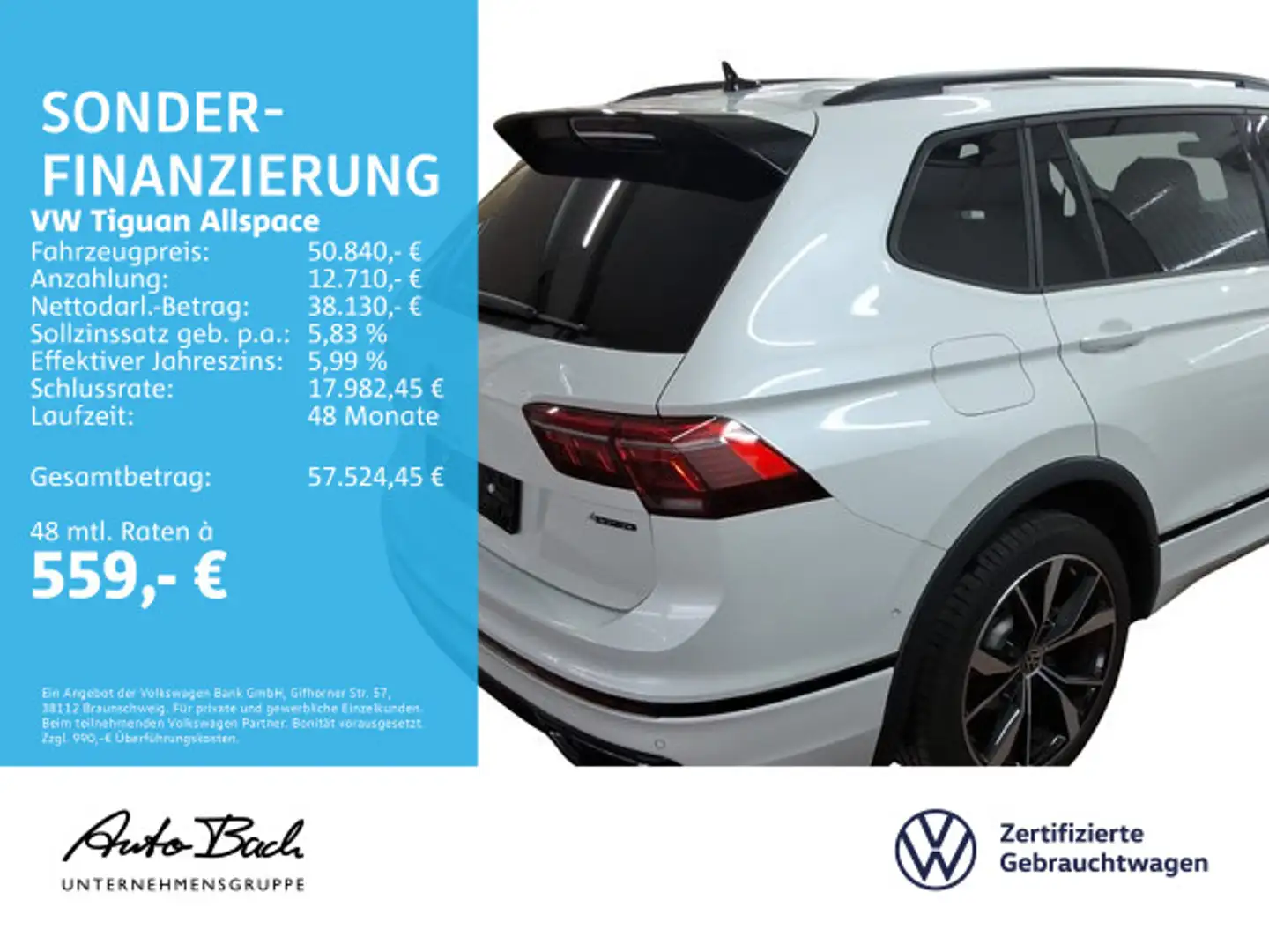 Volkswagen Tiguan Allspace 2.0 TDI DSG R-Line, Navi, LED-Ma Weiß - 2