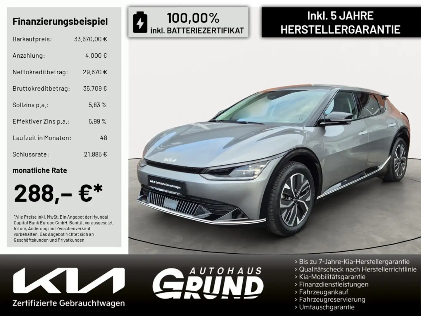 Kia EV6 77.4 RWD AIR-PAKET | DRIVE | AHK | HUD | V2L Grau - 1
