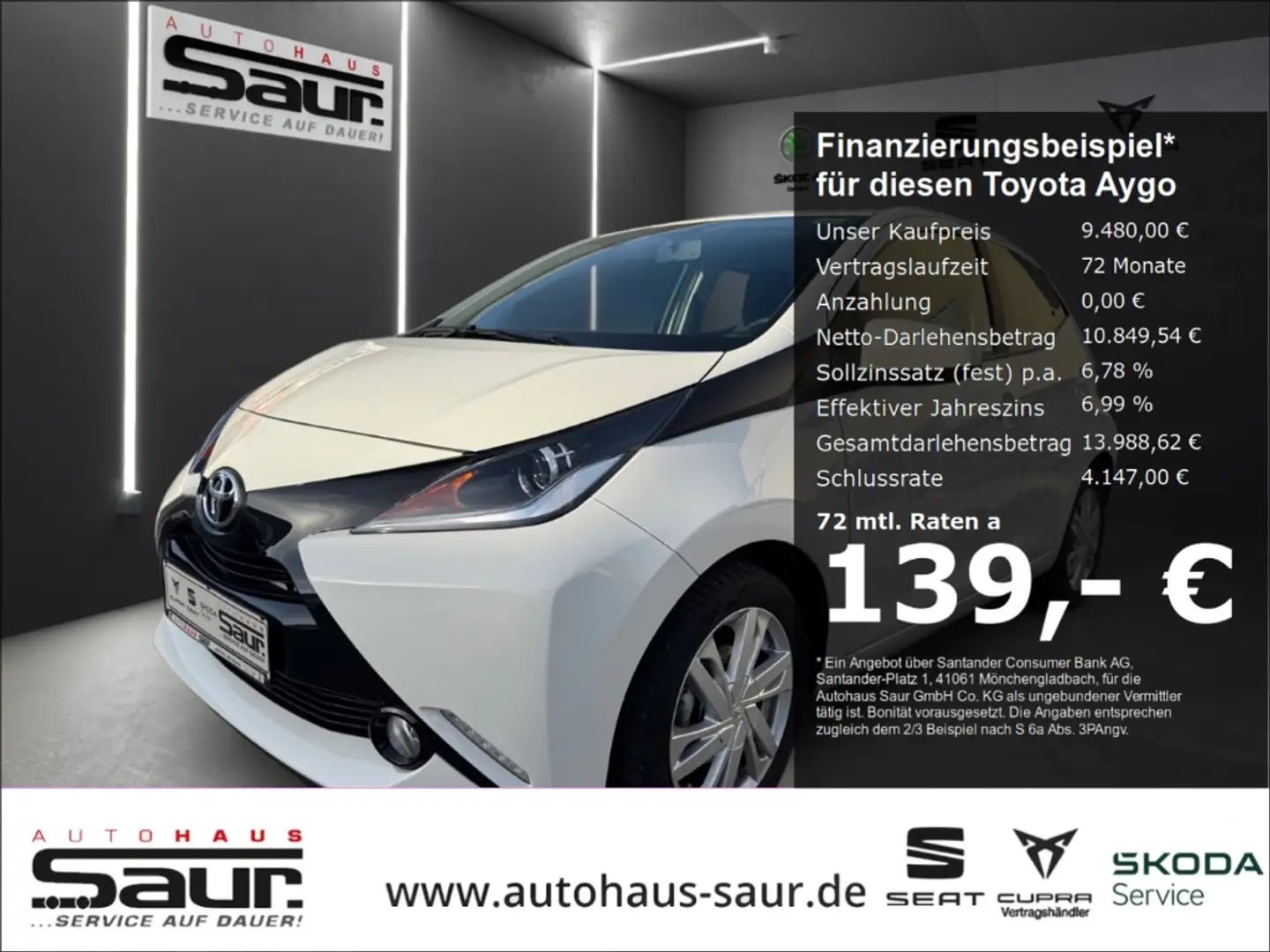 Toyota Aygo X-Play Touch 1.0 RÜCKFAHRKAMERA KLIMA ISOFIX BLUET Weiß - 1