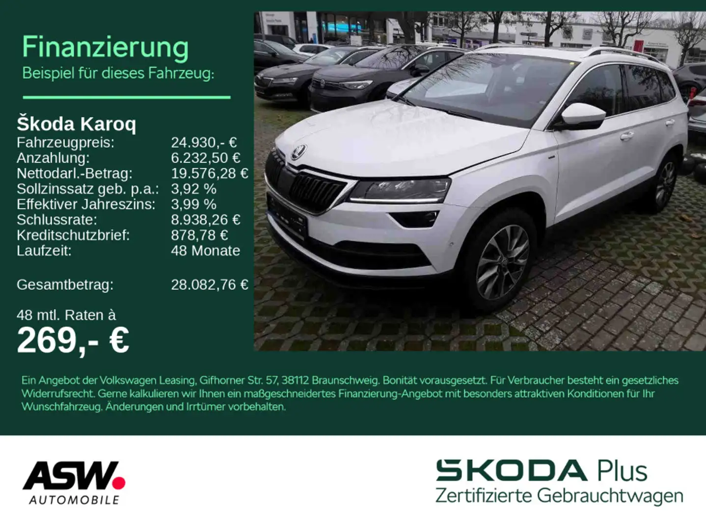 Skoda Karoq Ambition Clever 1,5 TSI DSG NAVI AHK PANO Weiß - 1