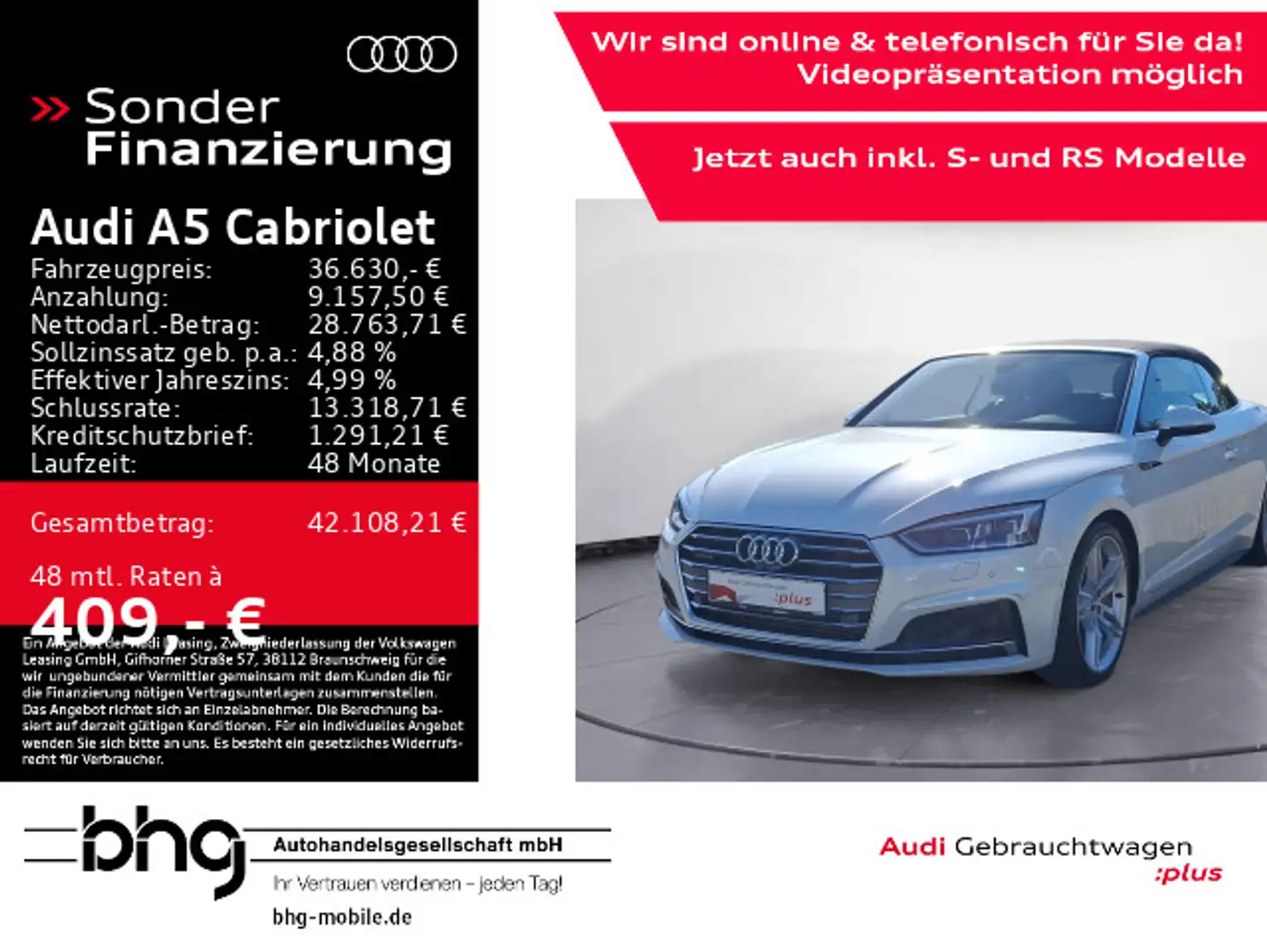 Audi A5 A5 Cabrio 2.0 TFSI quattro S tronic sport Weiß - 1