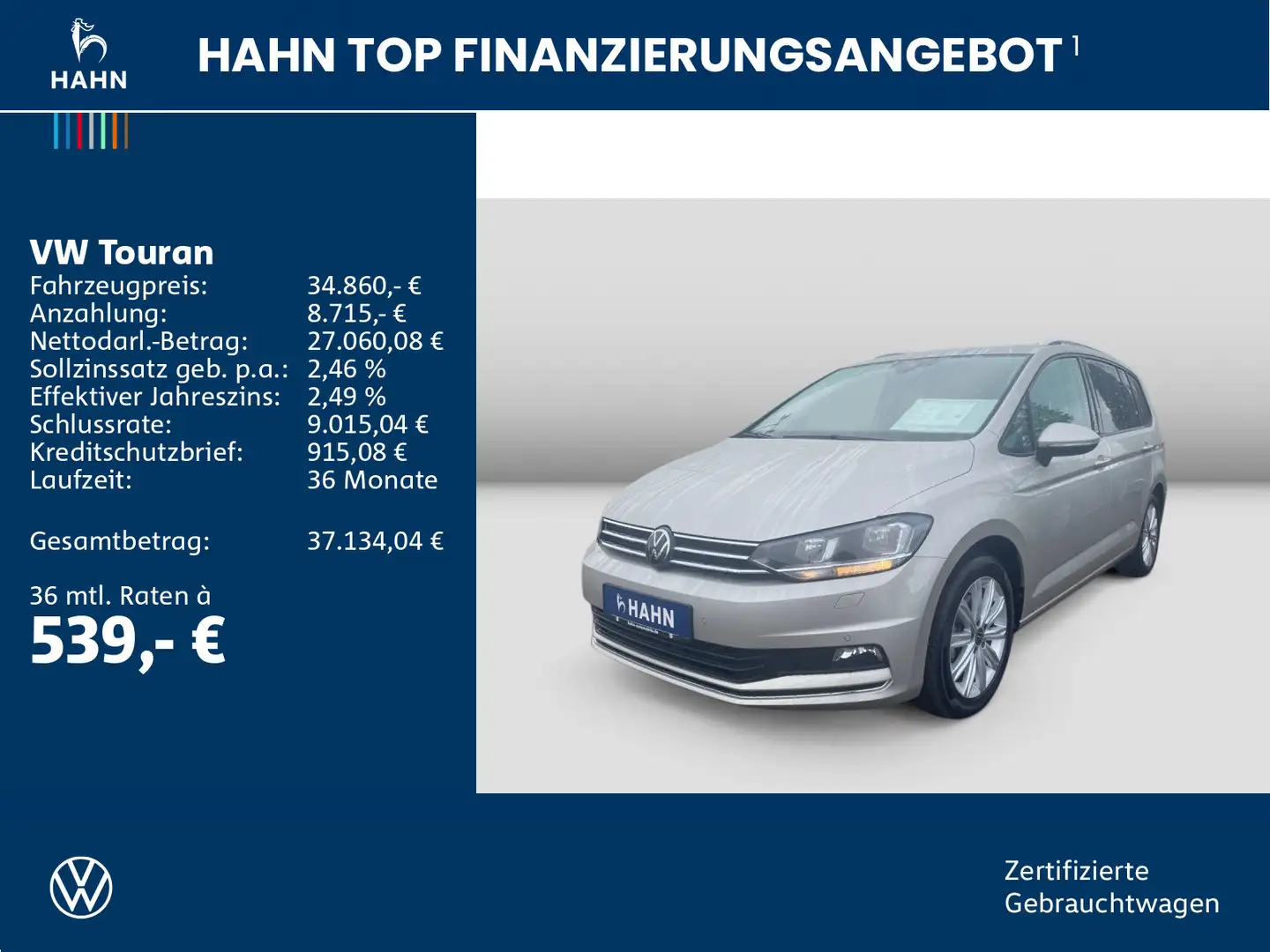 Volkswagen Touran 2.0TDI DSG Move Nav 7-Sitze AHK ACC Sitzh Argent - 2